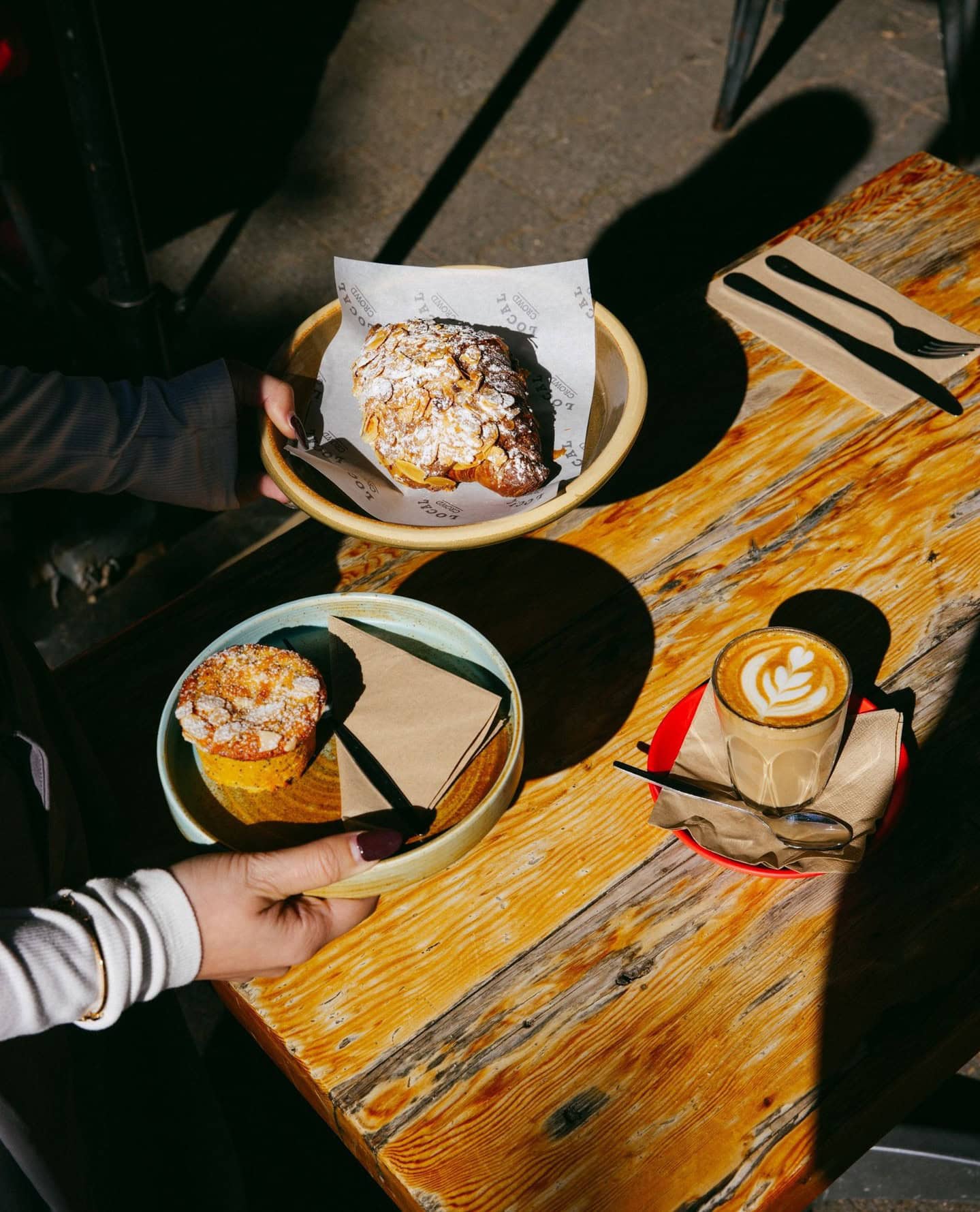 Pastries and coffee at Local Crowd in Adelaide.
