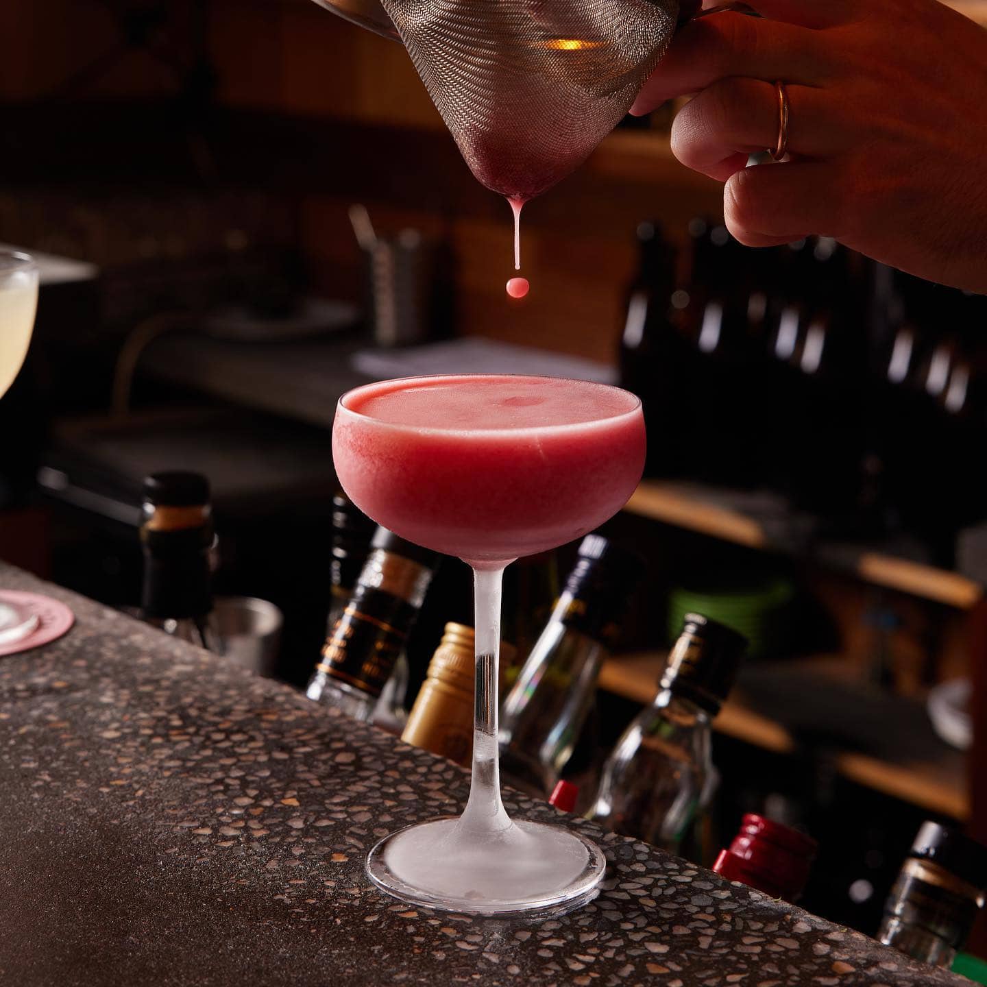 Drink being made at Pink Moon Saloon in Adelaide.