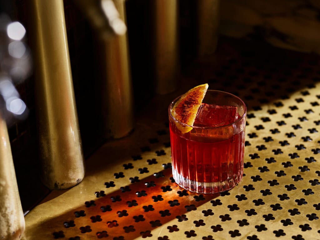 A negroni at Apollonia cocktail bar in Circular Quay. 