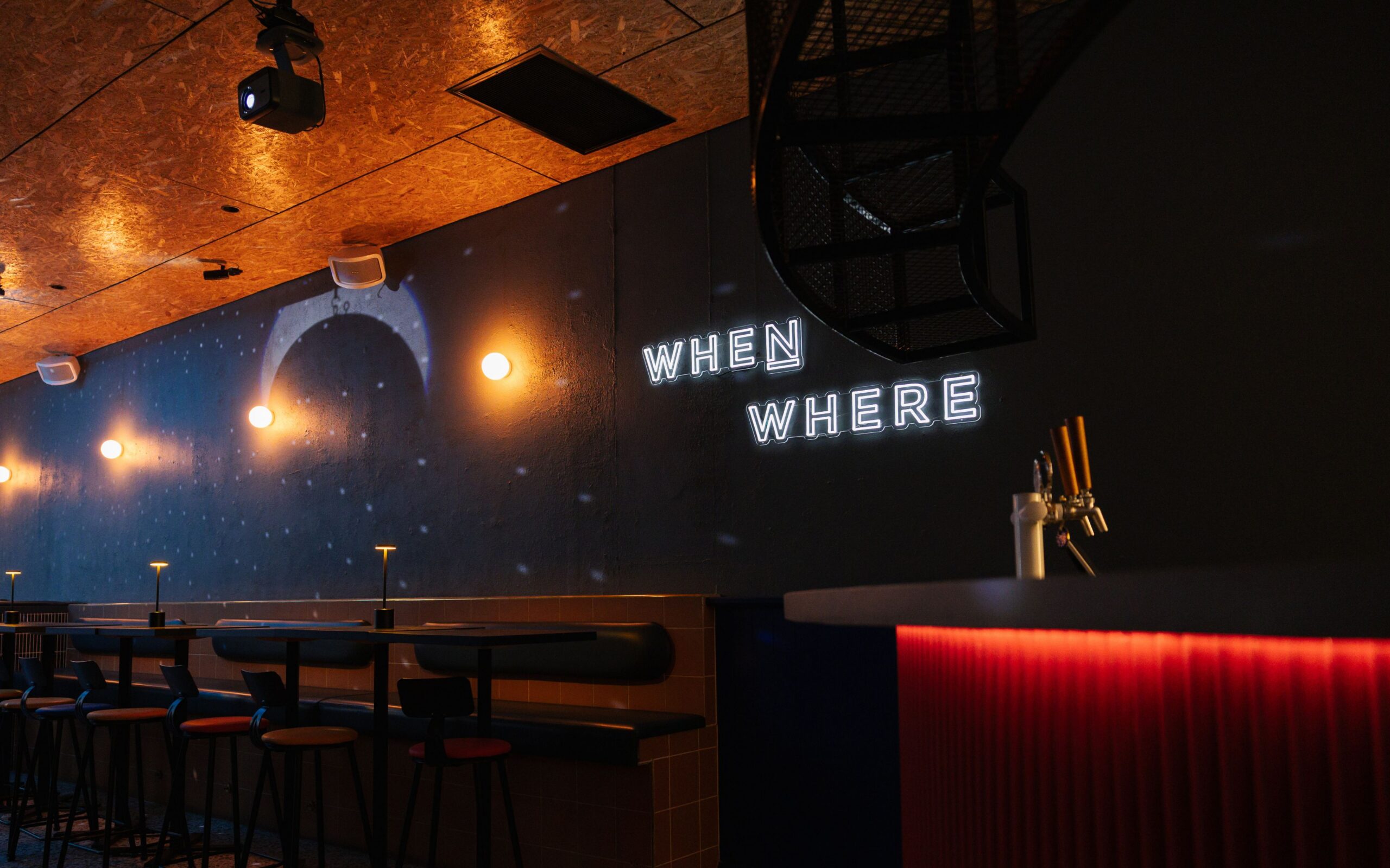 Interiors at When & Where bar in Adelaide.