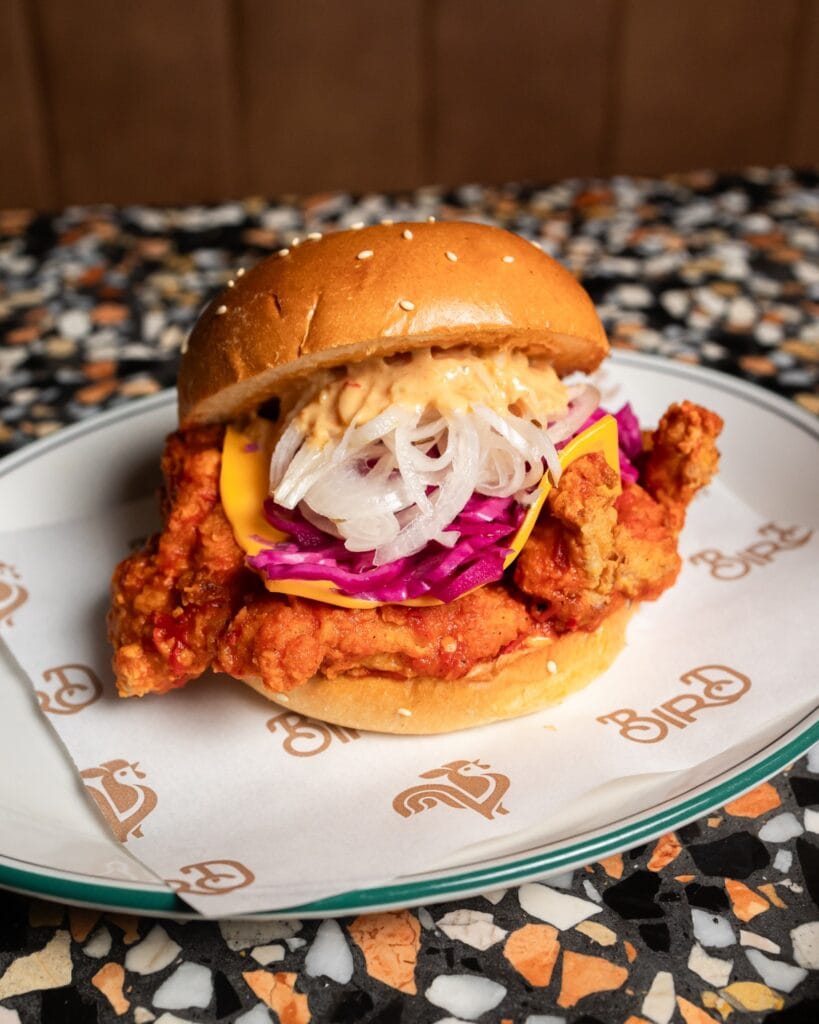Bird Bang'n Chicken's delicious fried chicken burger, Melbourne.