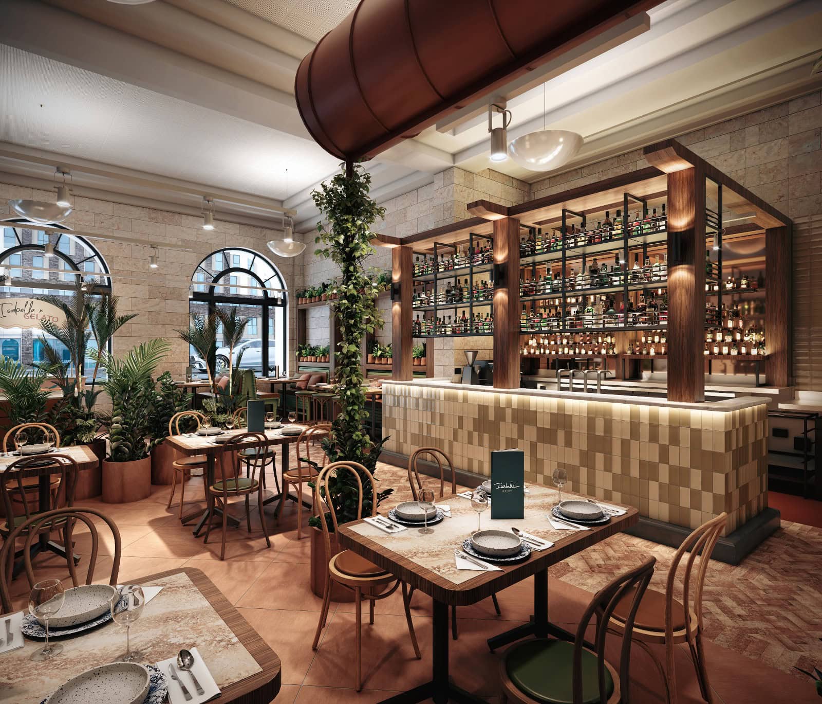 Render of Italian Street Kitchen in Adelaide.