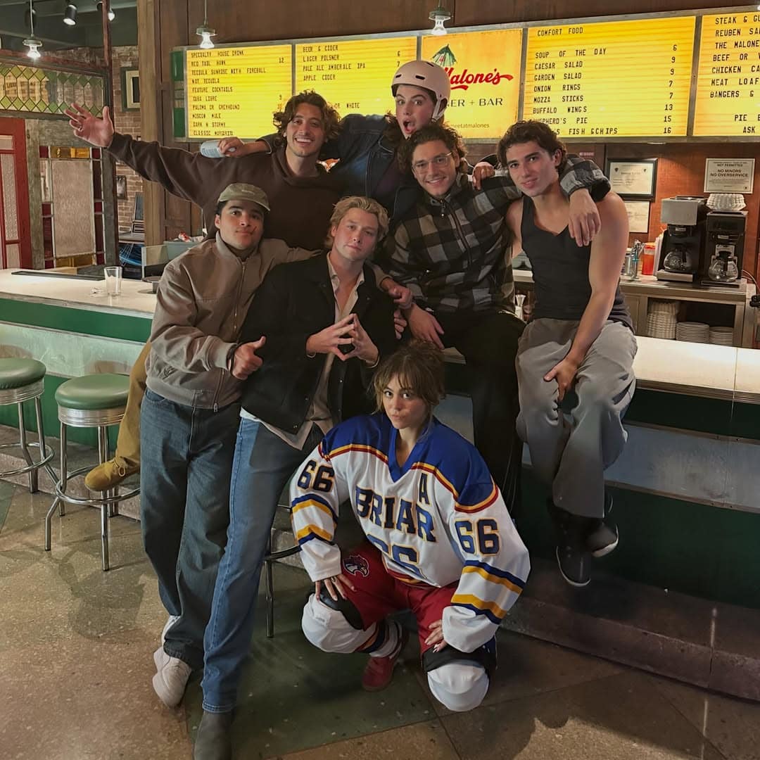 Off Campus cast on set at Malones Diner 2025