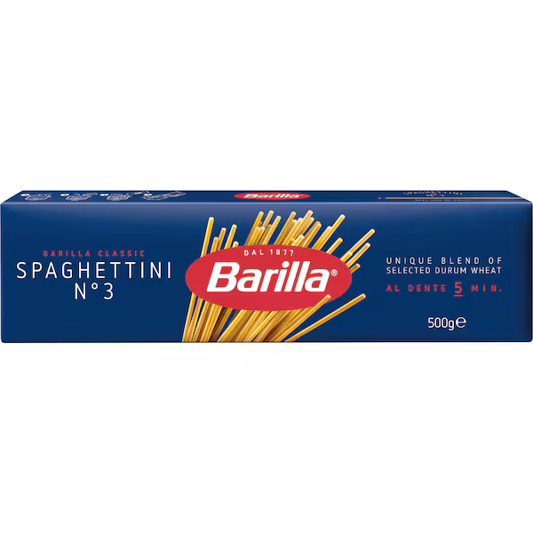 Barilla Pasta Spaghettini, 500g, $3.70