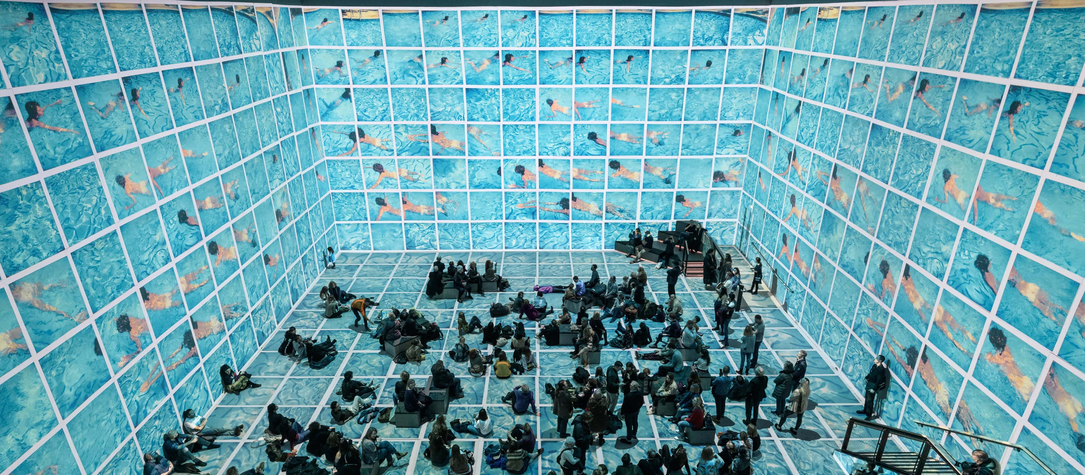 Immersive Hockney swimming pool projection room at Carriageworks Eveleigh Sydney