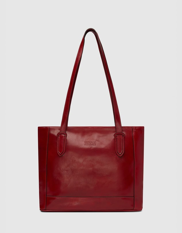 Florence The Amelia Red Leather Tote Work Bag