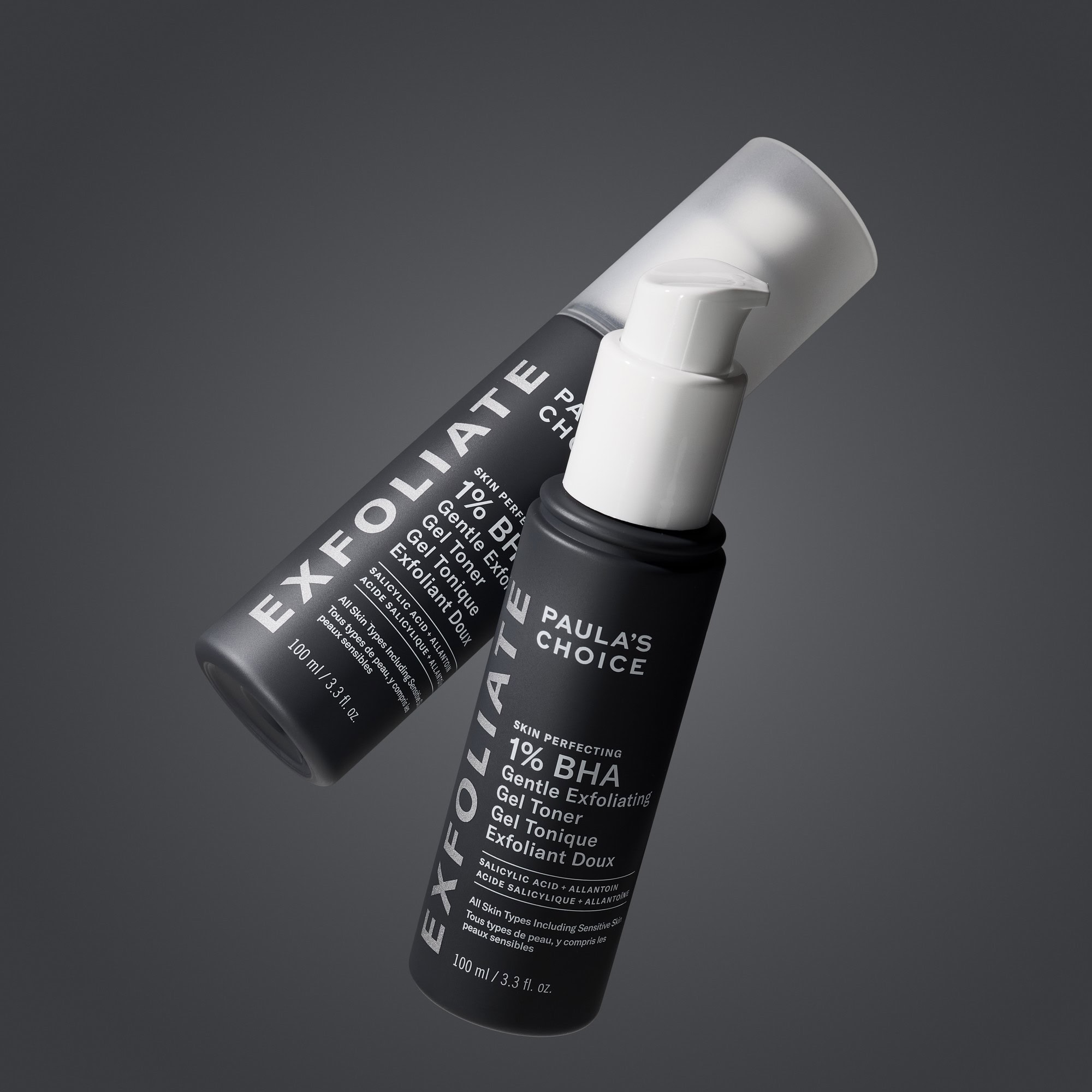 Paula's Choice Skin Perfecting 1% BHA Gentle Exfoliating Gel Toner black pump bottle