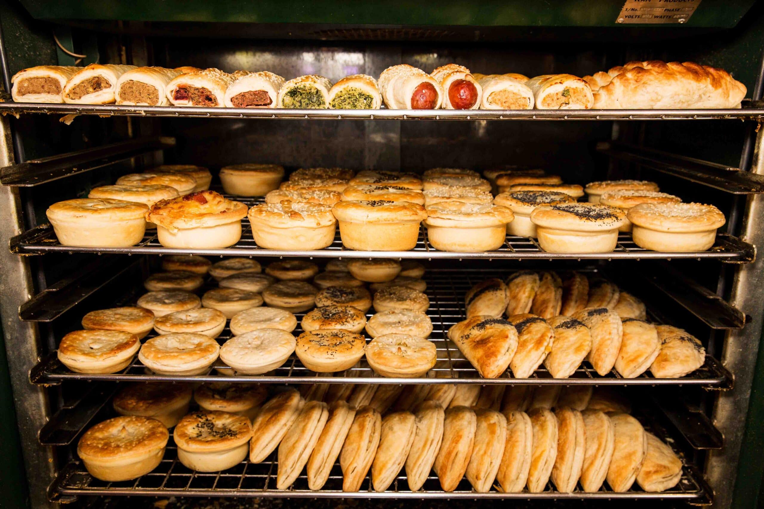 Pie warmer at Perryman's Bakery in Adelaide.