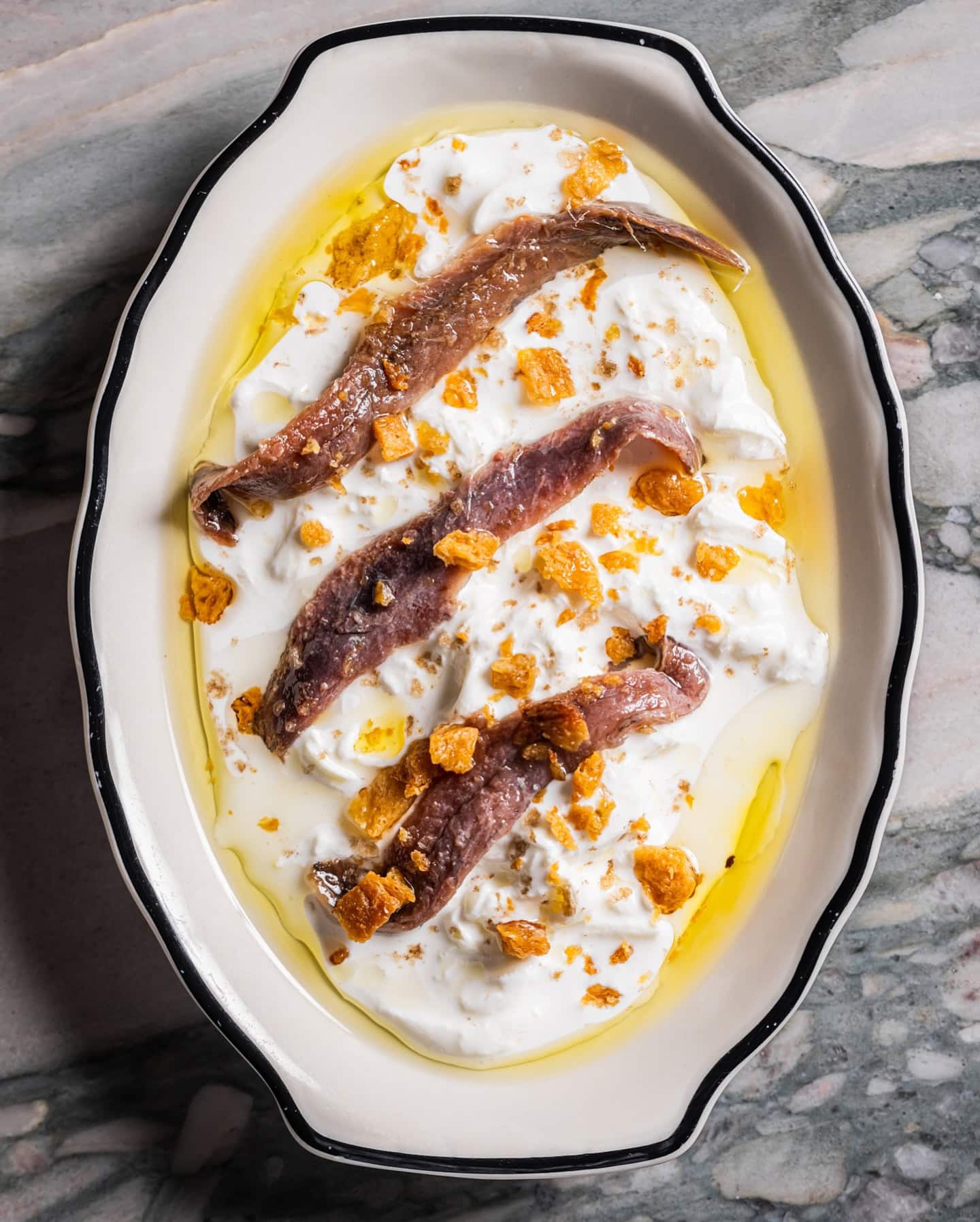 Stracciatella with anchovies at Palazzo Salato Darlinghurst Sydney