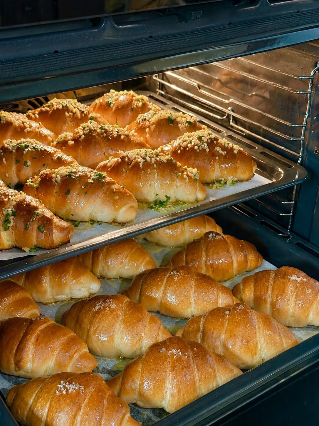Japanese salt bread in oven from Medo in Adelaide.