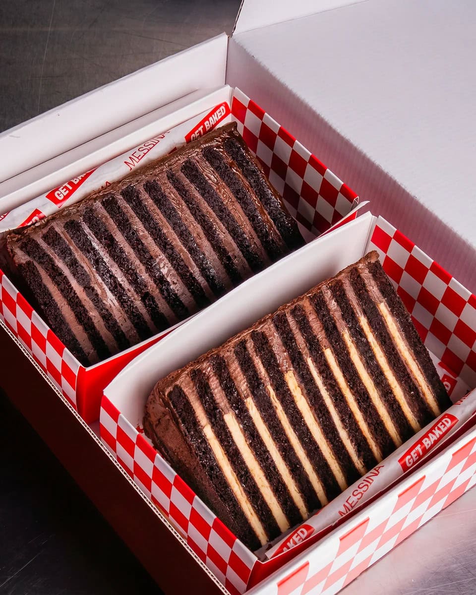 Slices of the Messina x Get Baked collaboration.
