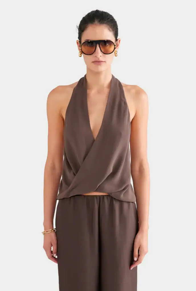 Venroy Silk Twist Plunge Top