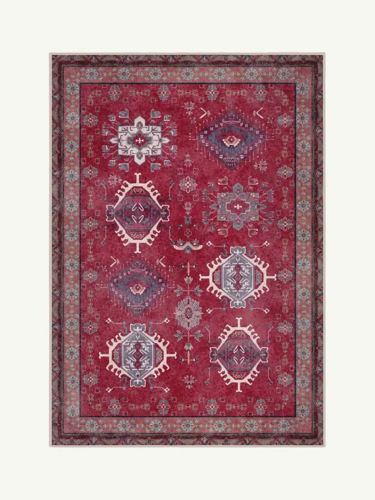Double Parts Crimson Chenille Rug