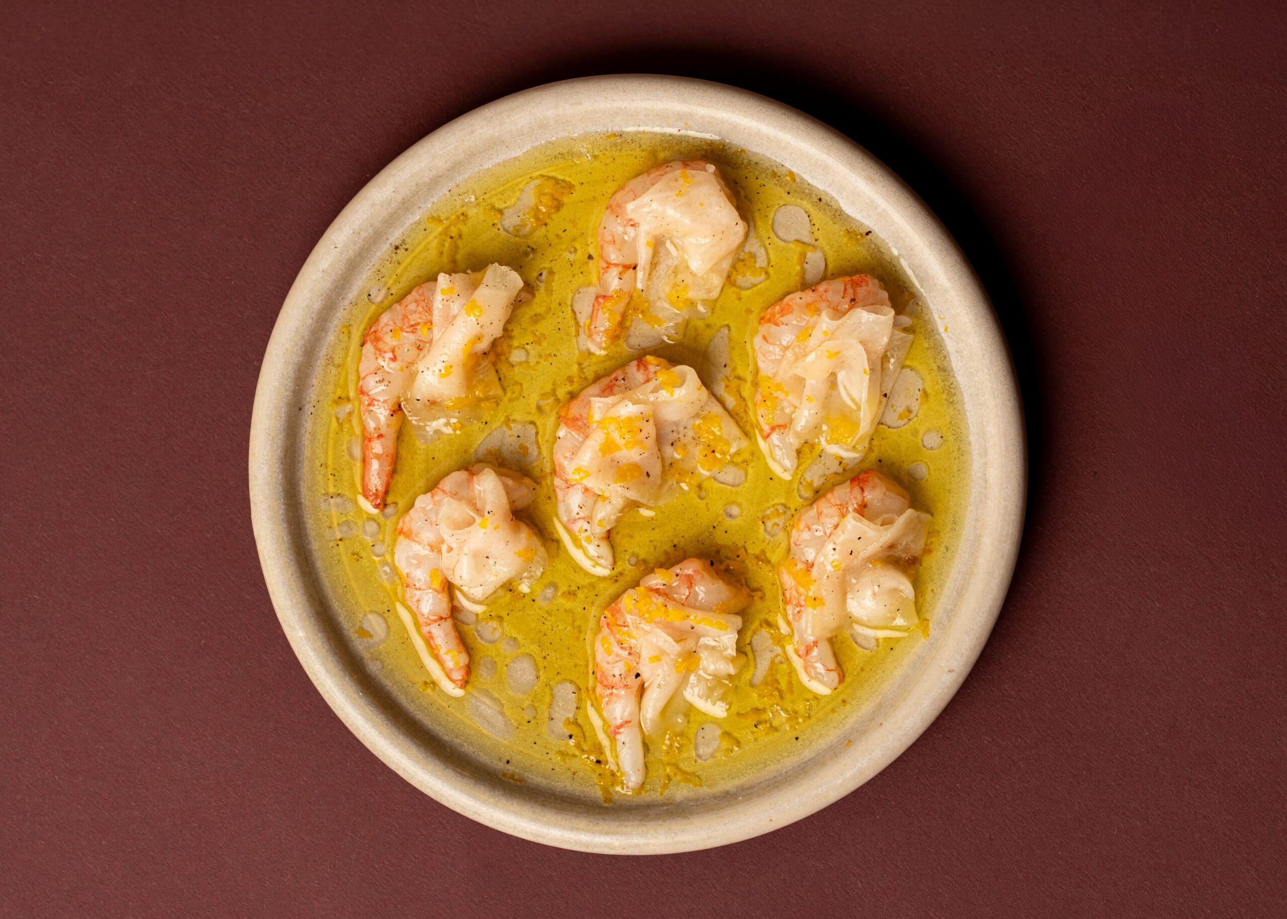 Ama ebi prawns and cured swordfish belly in turmeric dressing at Arthur Surry Hills Sydney