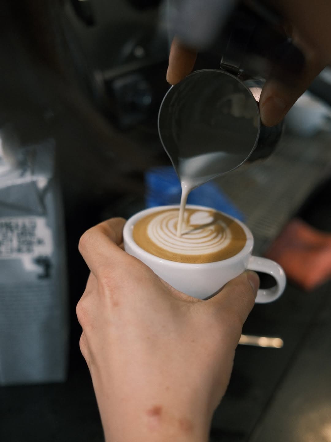 A coffee being made with a machine at Fonzie Abbot in Brisbane.