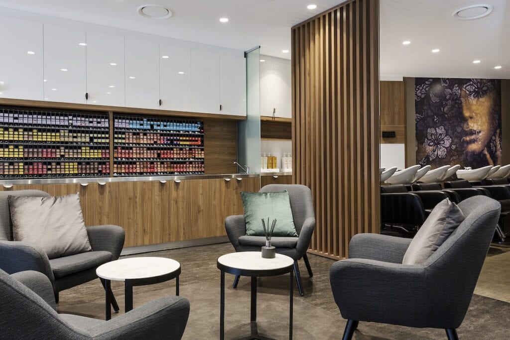 Salon colour bar and lounge area at e Salon Wahroonga Sydney
