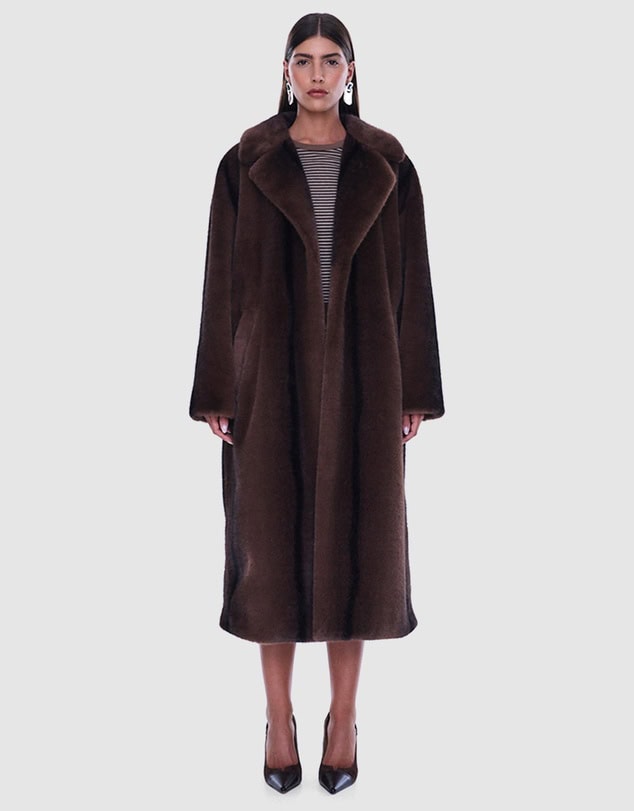 Ena Pelly Nova Longline Faux Fur Jacket