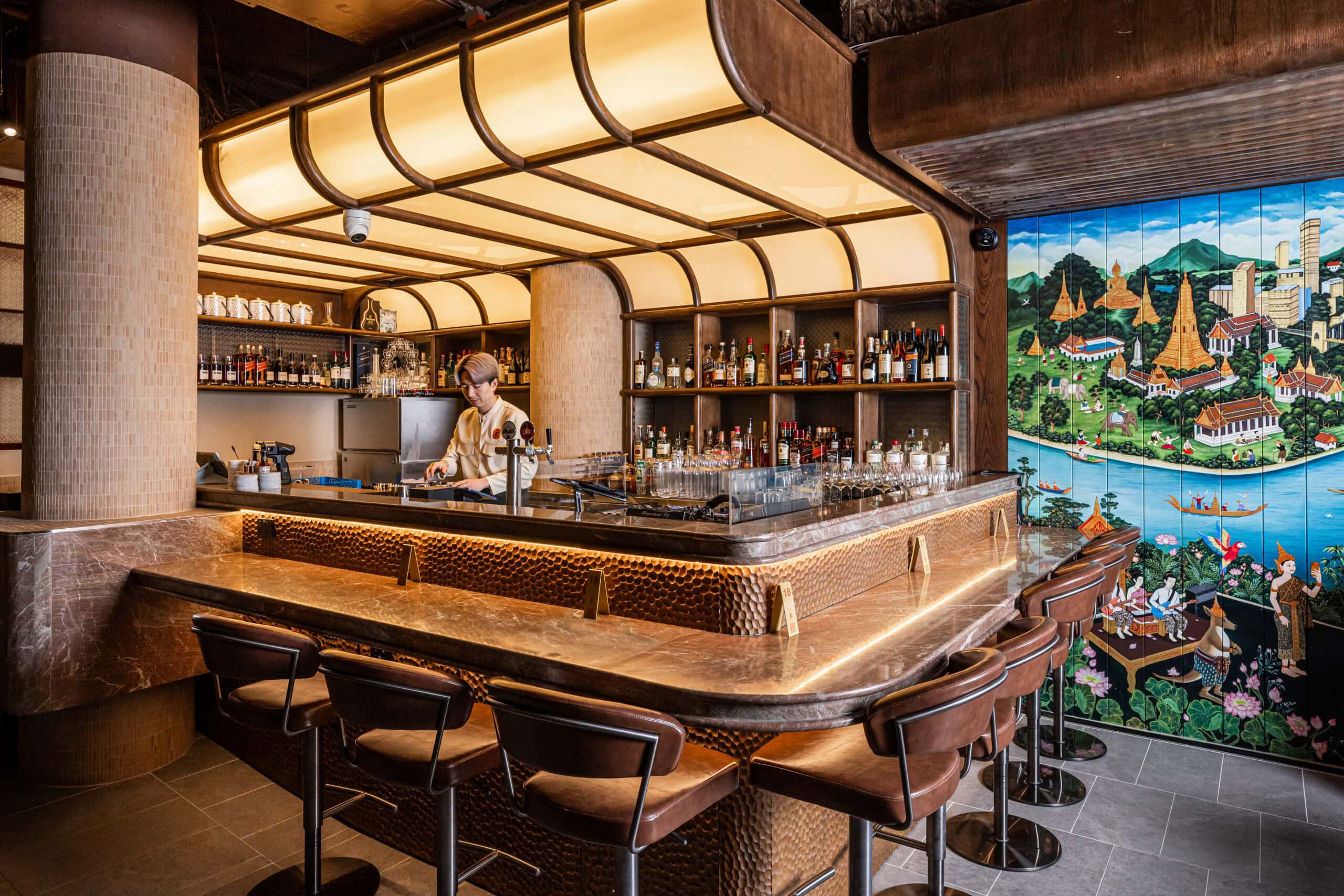 Dining room interior at Krung restaurant Haymarket Sydney