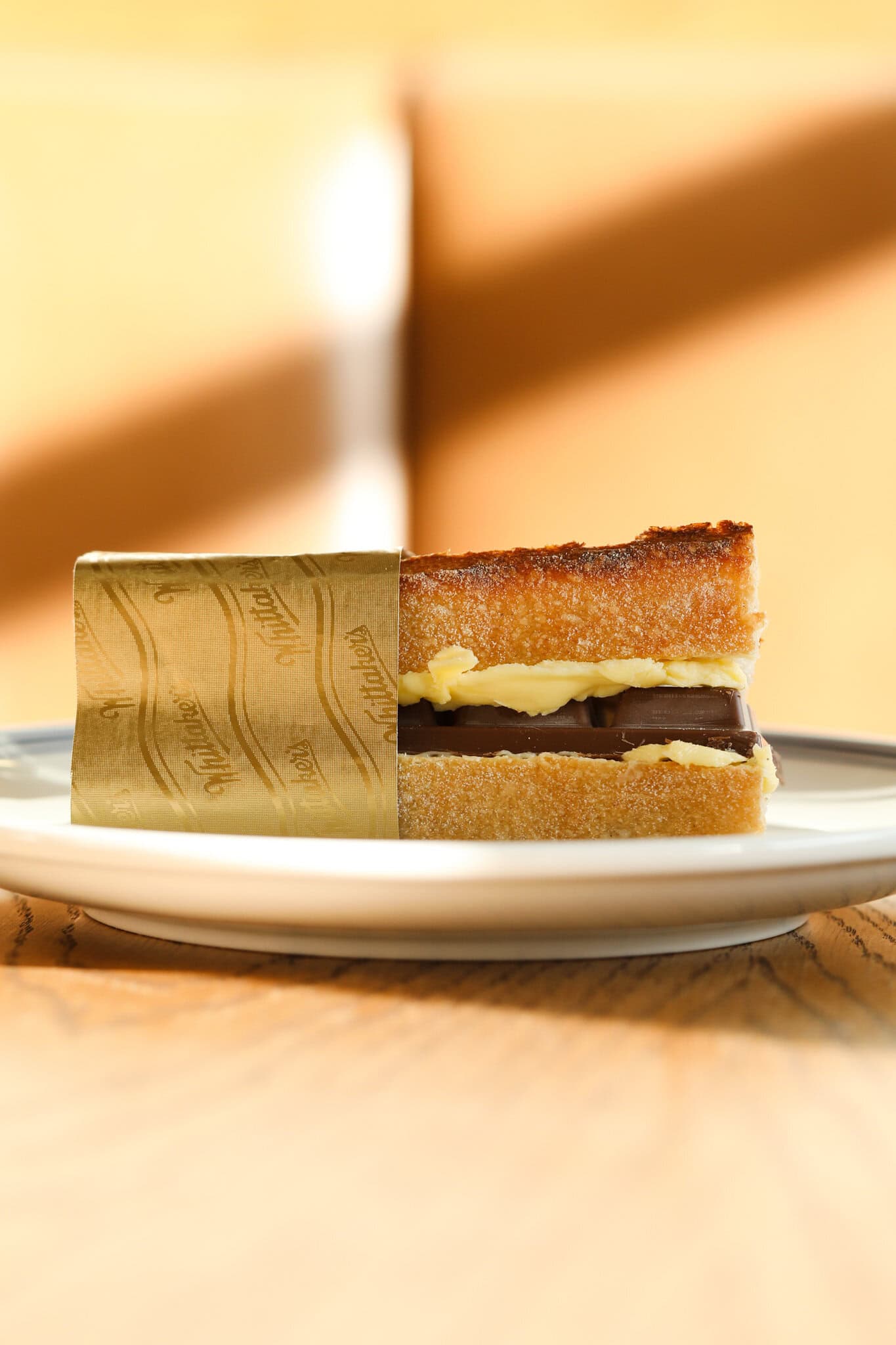 Close-up of Le Goûter chocolate baguette sandwich at Lou Lou Sydney
