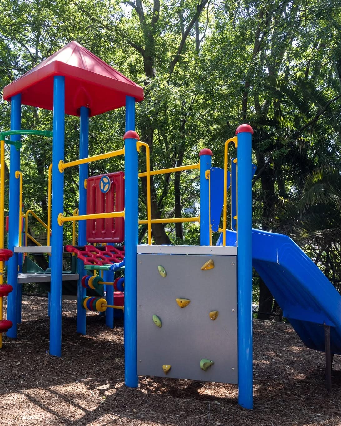 The primary colour play equipment at Lyne Park in Rose Bay.