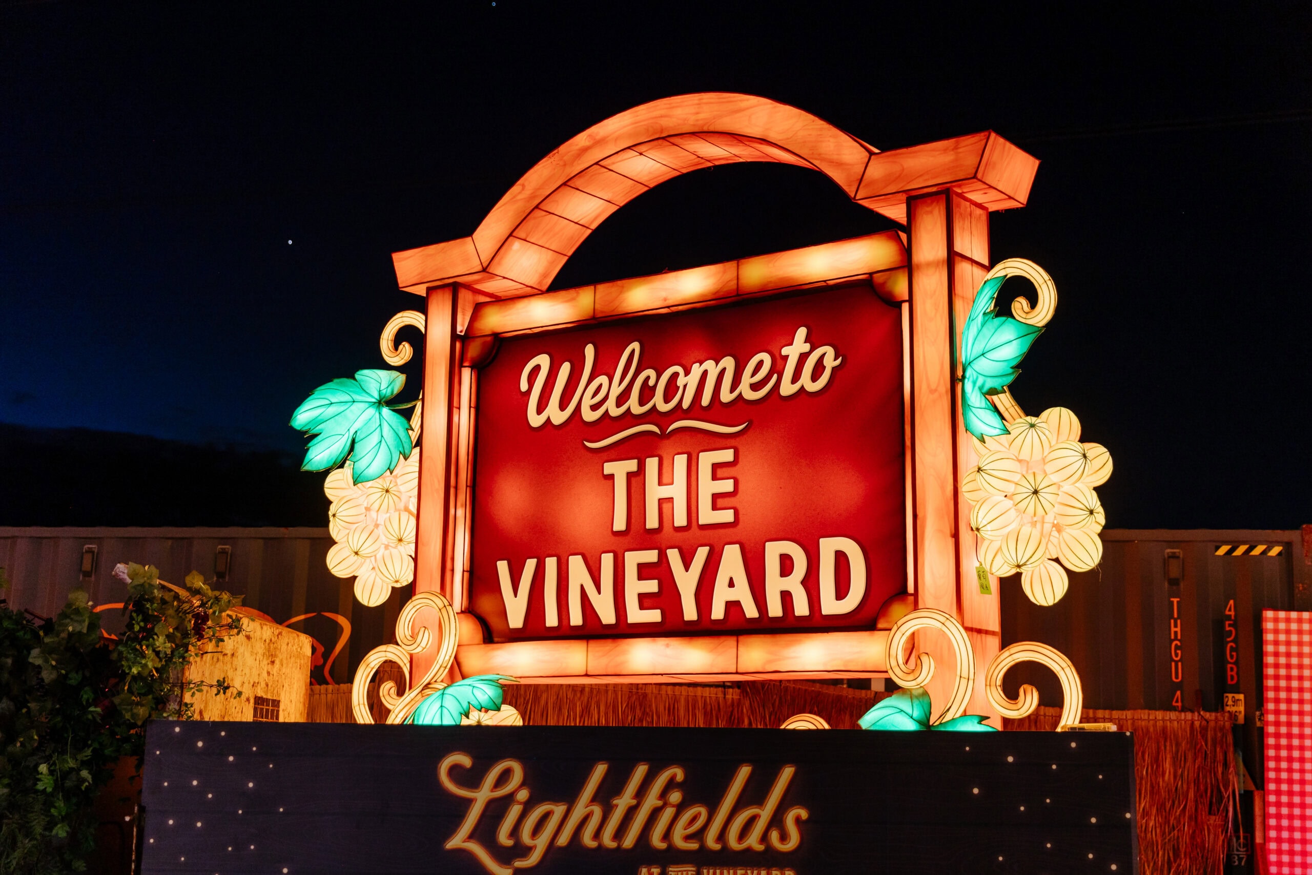 Welcome to the Vineyard illuminated entrance sign at Lightfields South Windsor Sydney