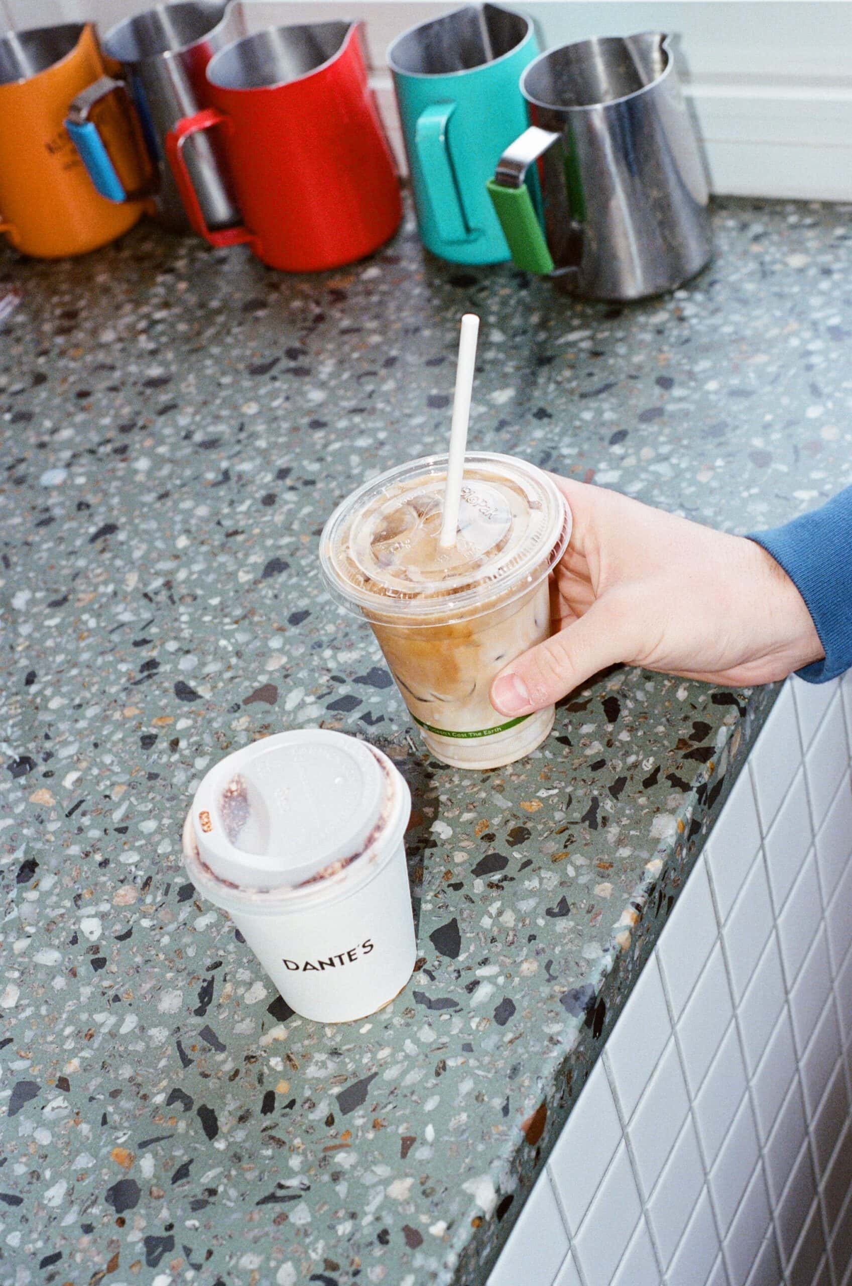Coffee from Dante's Deli ain Adelaide.