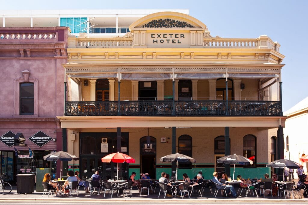 Facade of the Exeter Hotel in Adelaide.