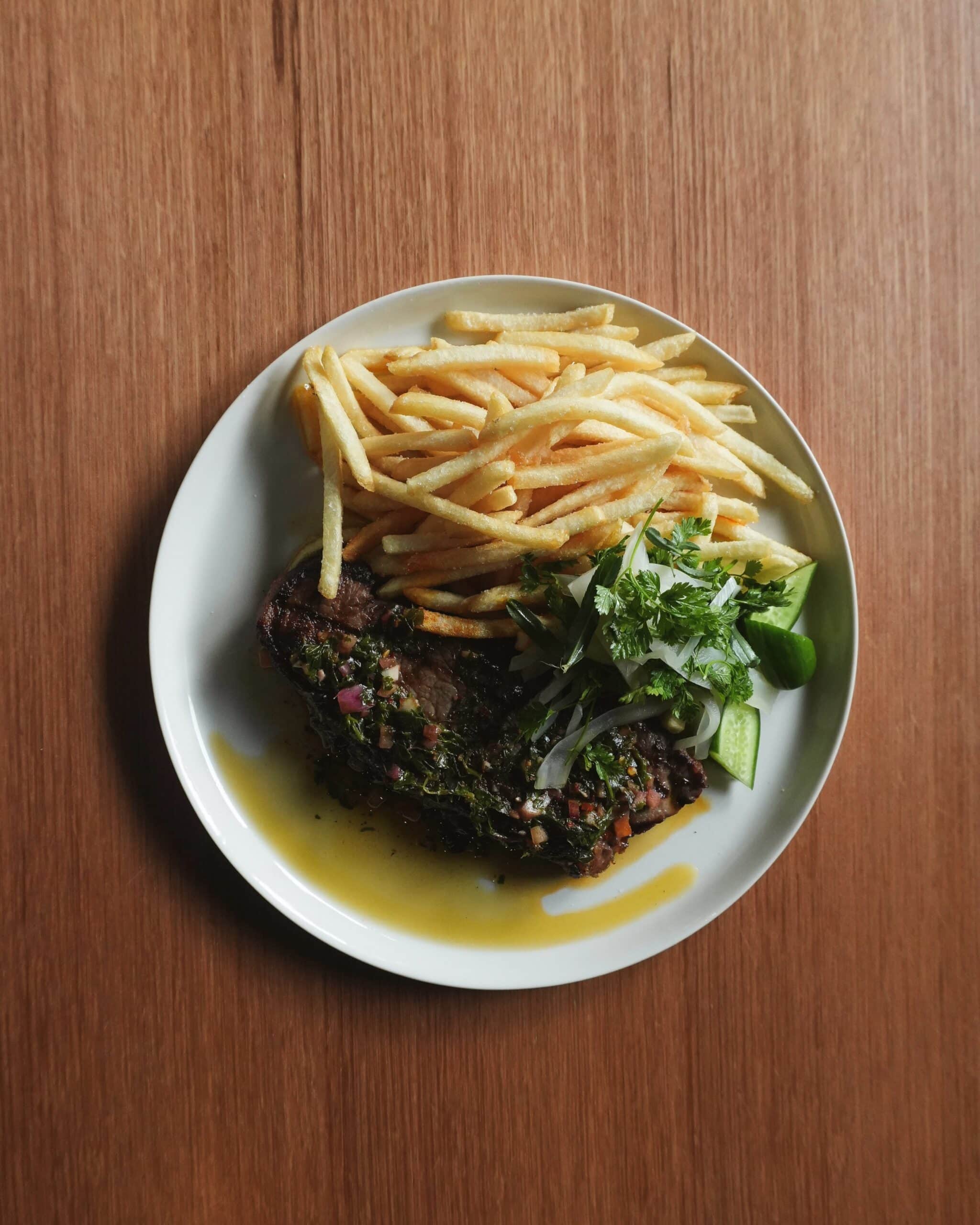 Steak frites at 2KW Bar in Adelaide.