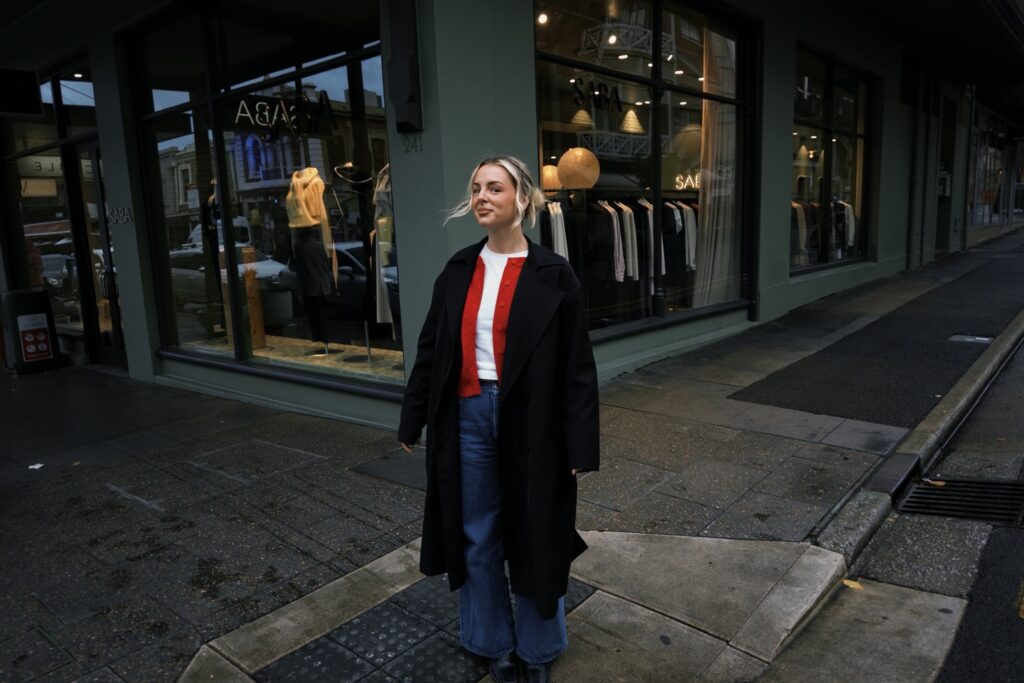 Brittney Saunders standing on Adelaide street.