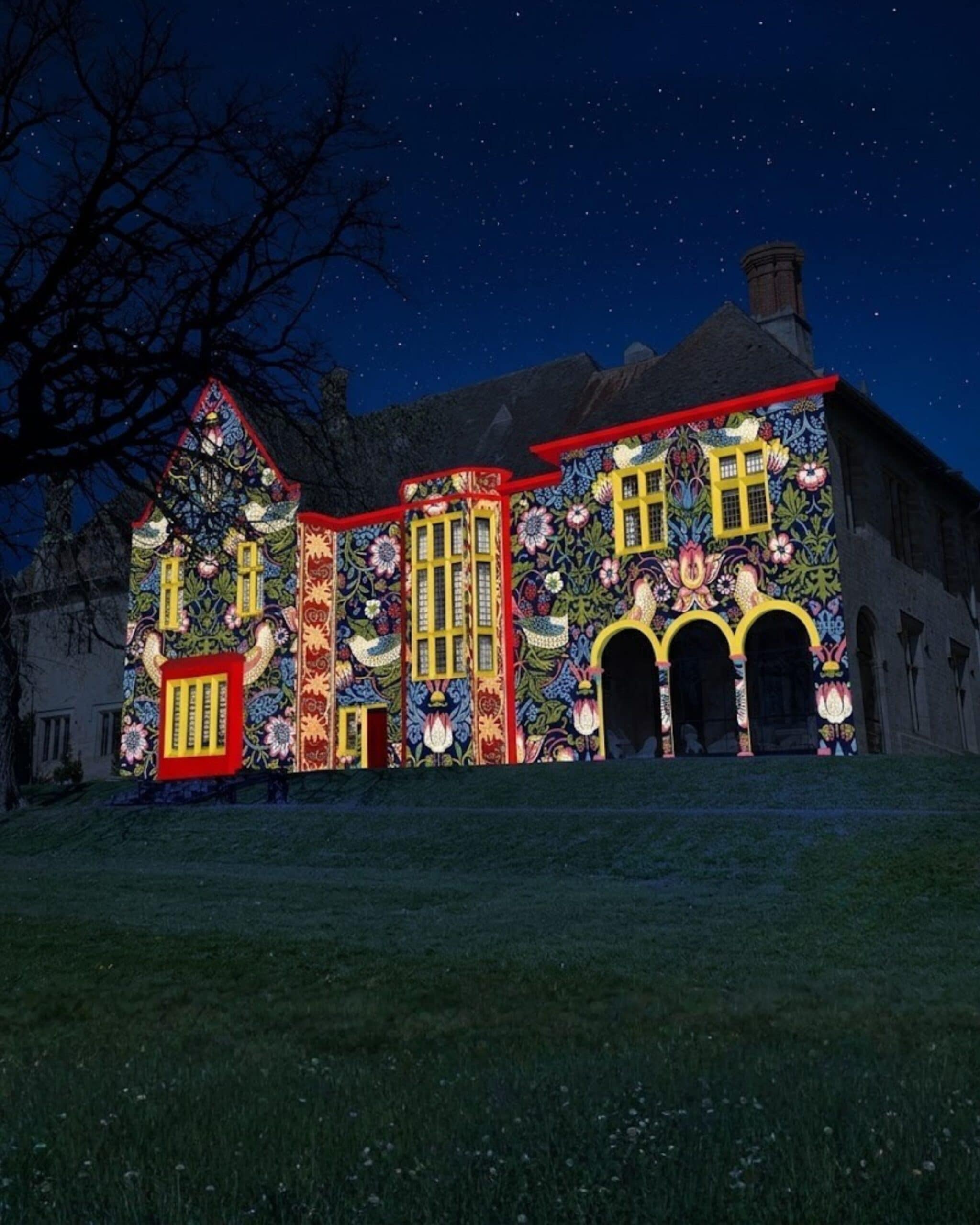 William Morris light art installation mock up at Carrick Hill.