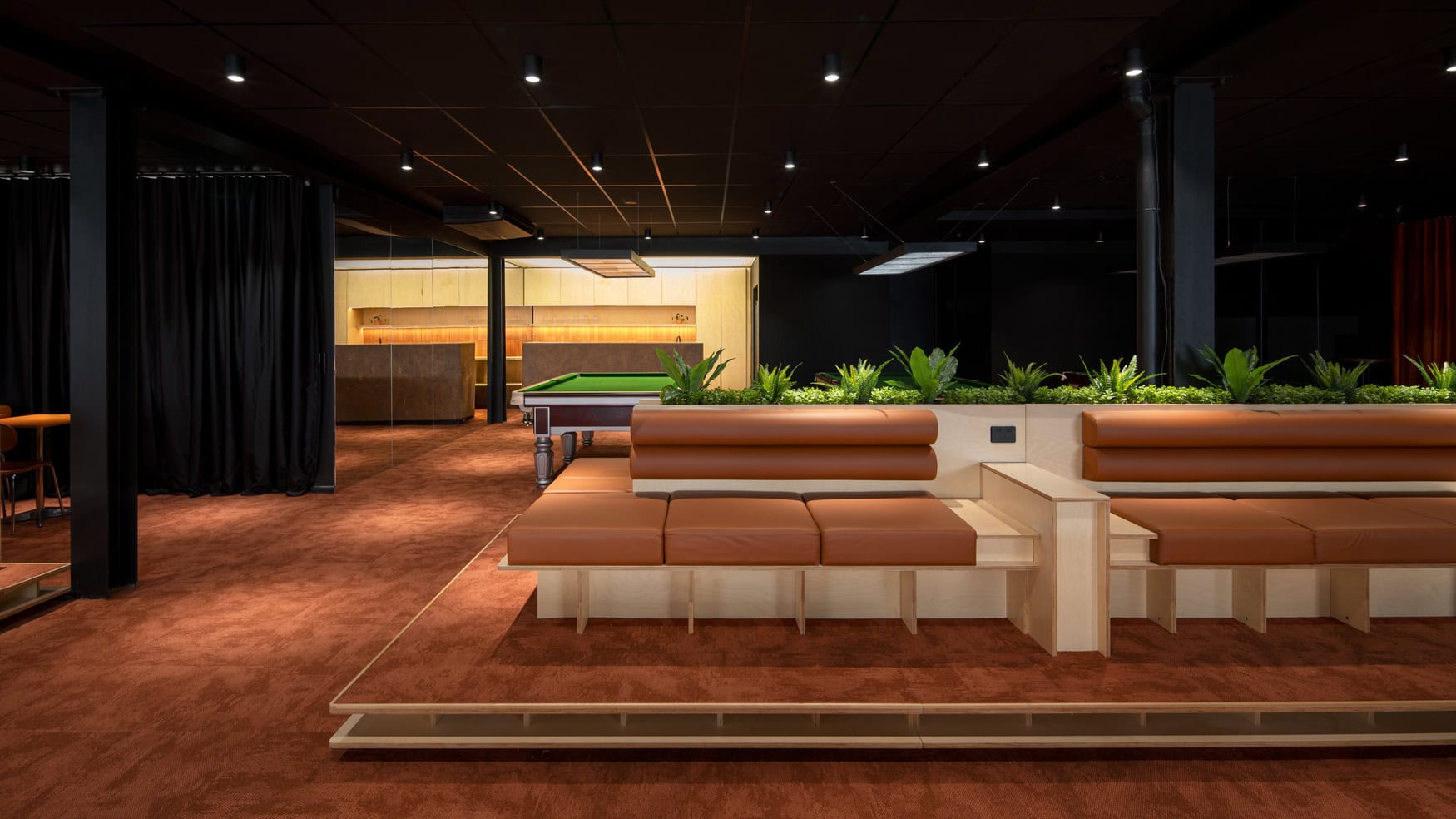 Pool tables at Heyball Billiards Club in Adelaide.