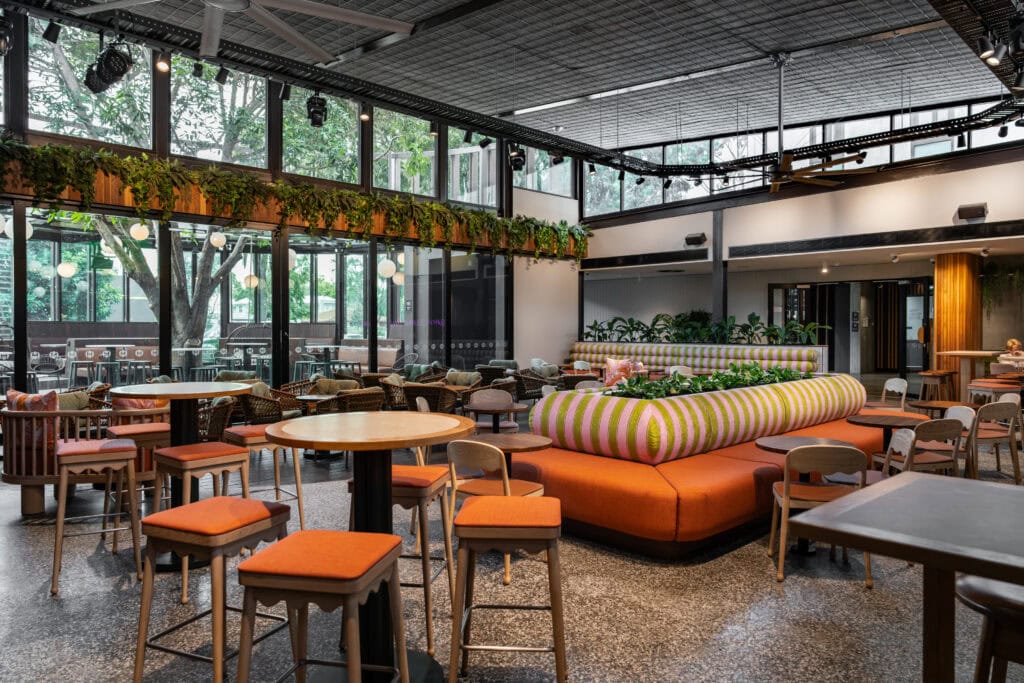 Indoor dining at refreshed Marion Hotel Garden Bar.