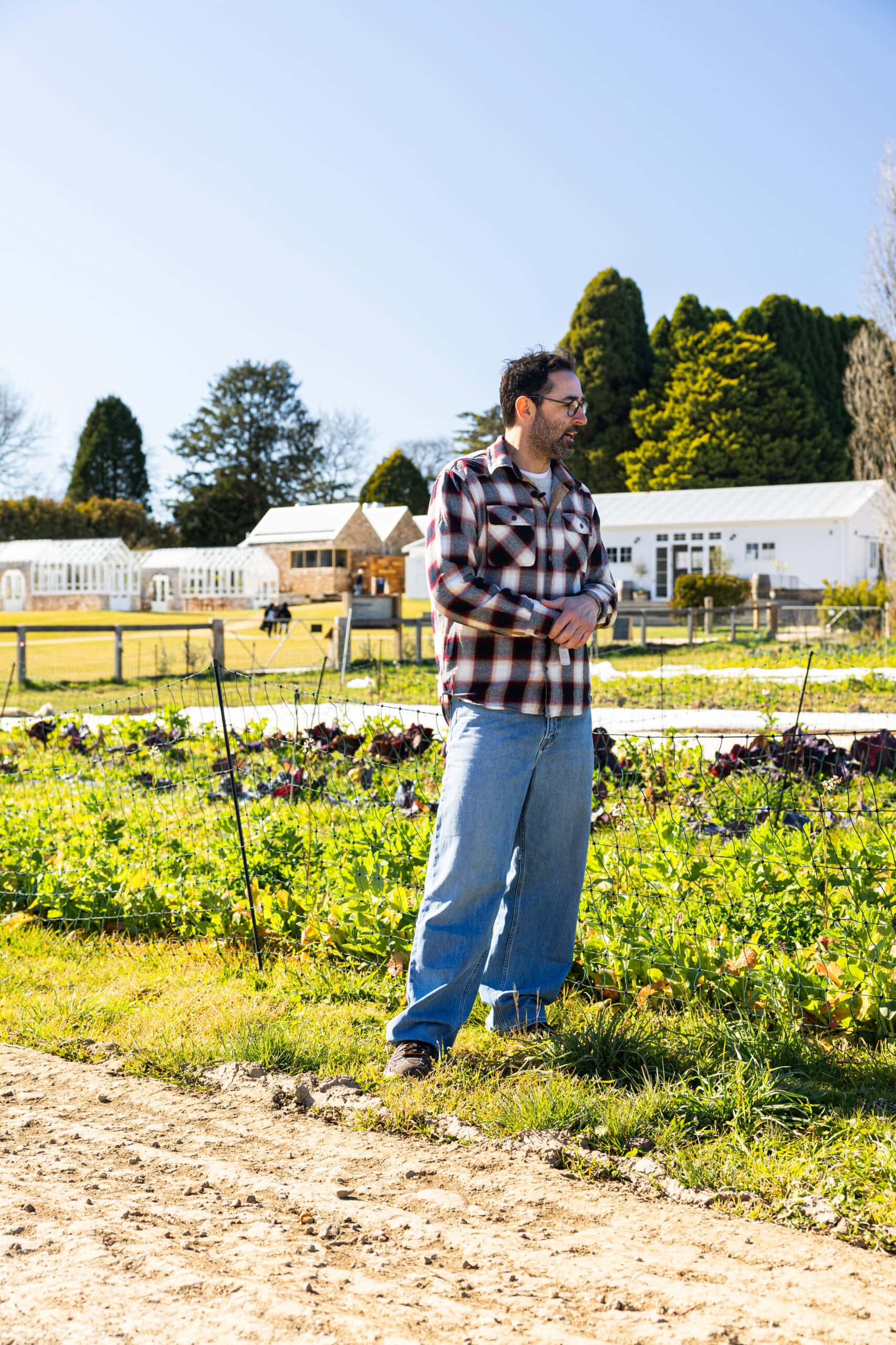 Chef Andy Allen on the regenerative farm at Three Blue Ducks Burradoo NSW