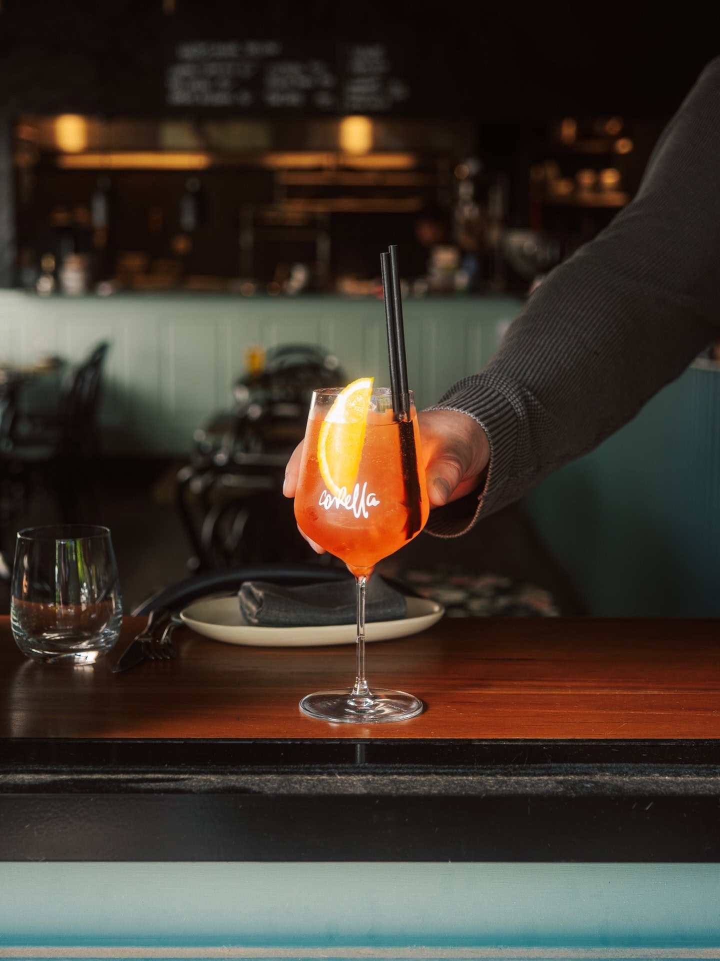Aperol spritz cocktail at Corella Braddon ACT