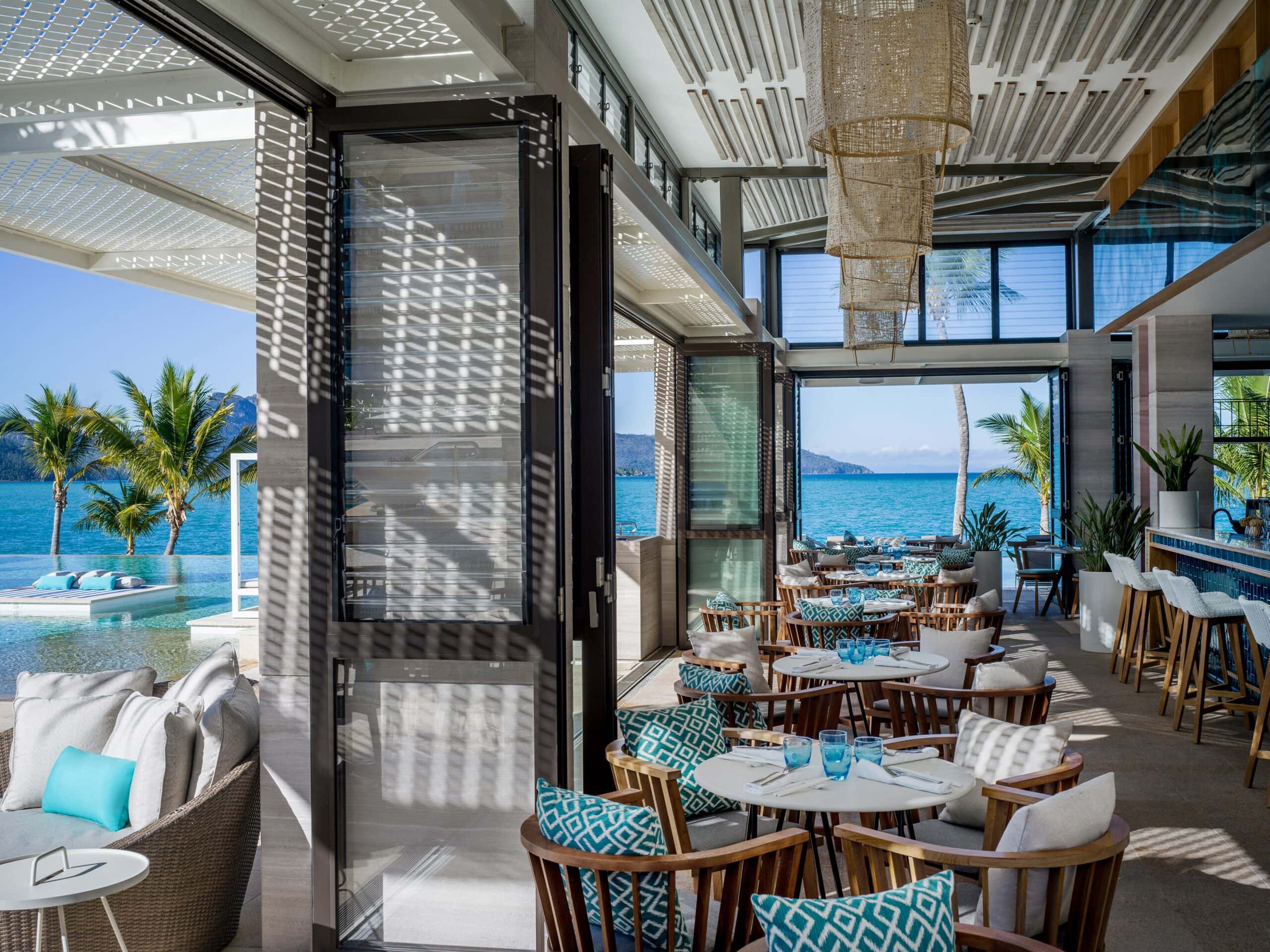 Bam Bam restaurant lounge overlooking the ocean at InterContinental Hayman Island