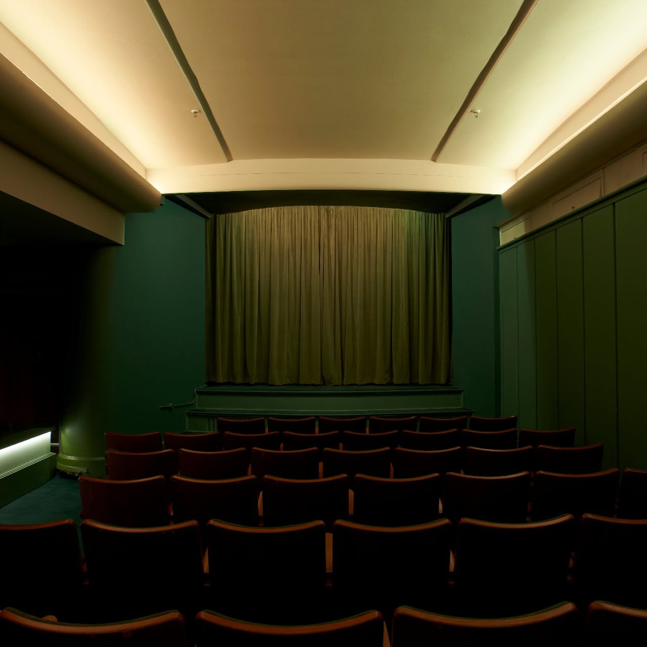 The small Art Deco moving screening room at Golden Age Cinema in Surry Hills.