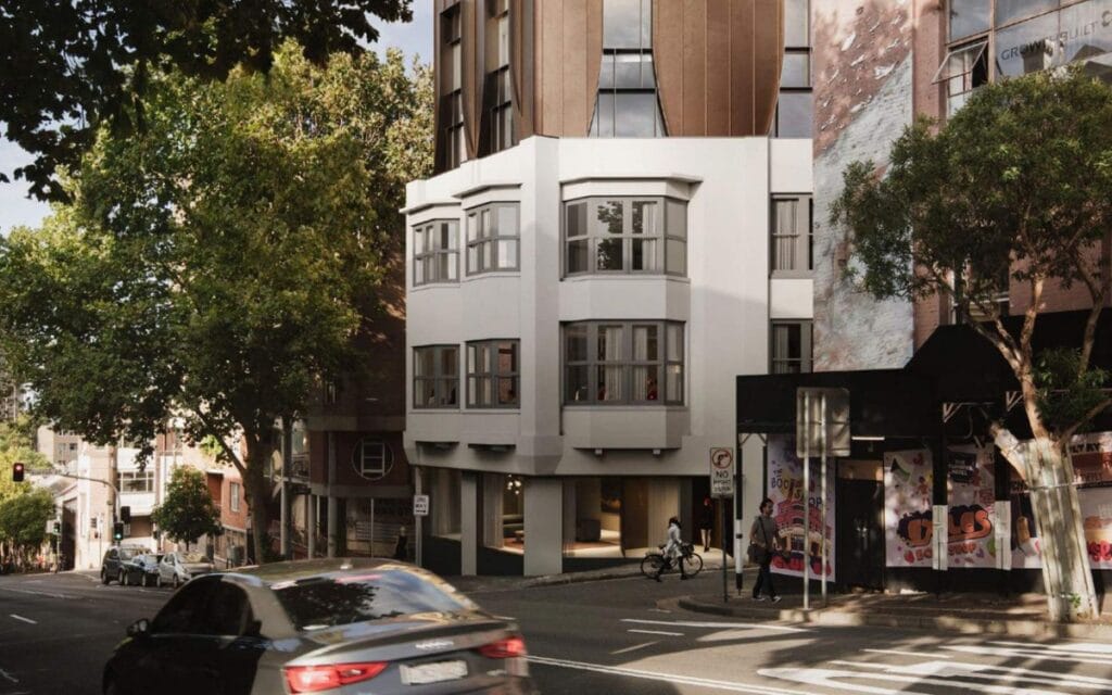 Exterior render of Soho House Darlinghurst on Crown Street Sydney