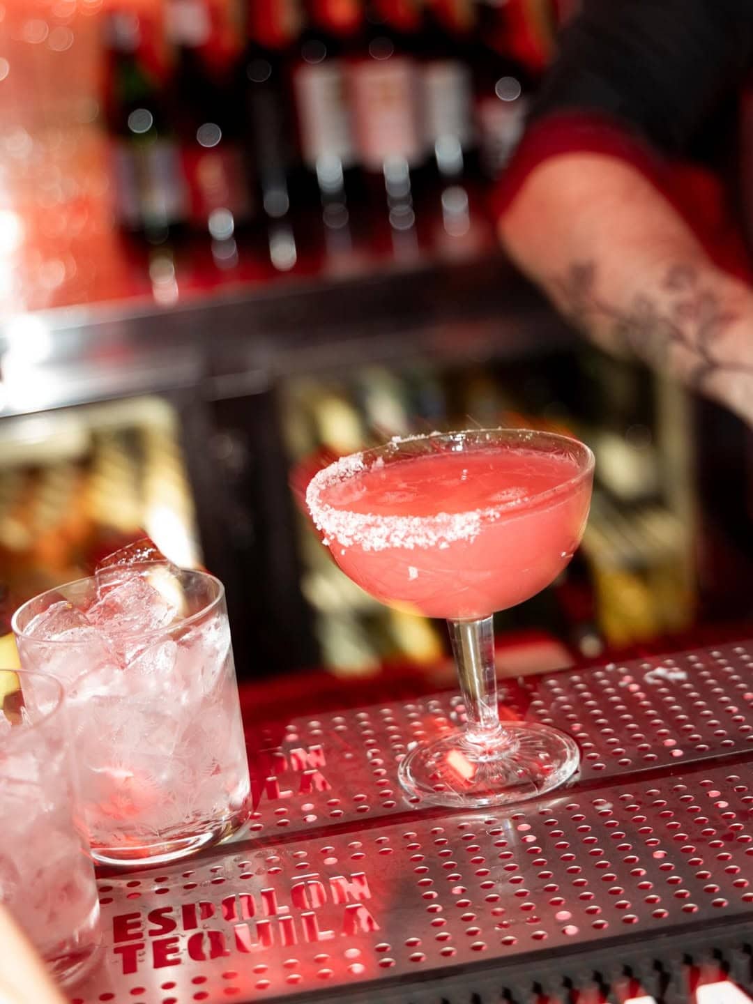 A frozen margarita on the bar at Lazy Bones Lounge & Bar in Marrickville.
