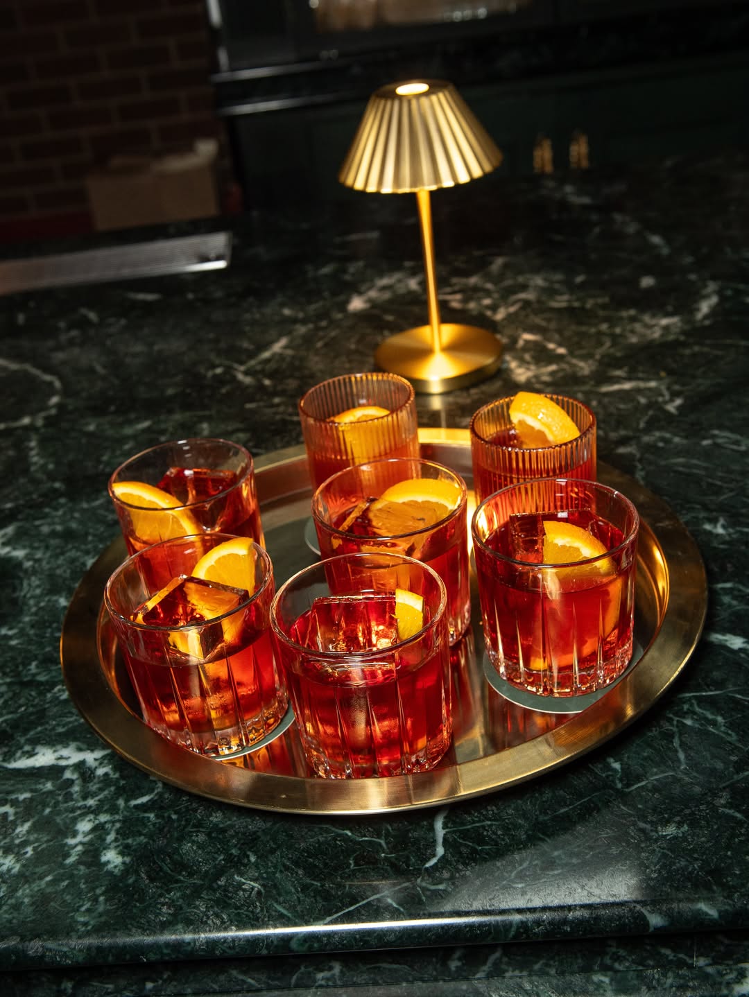 A tray full of negronis at Conte in Sydney.
