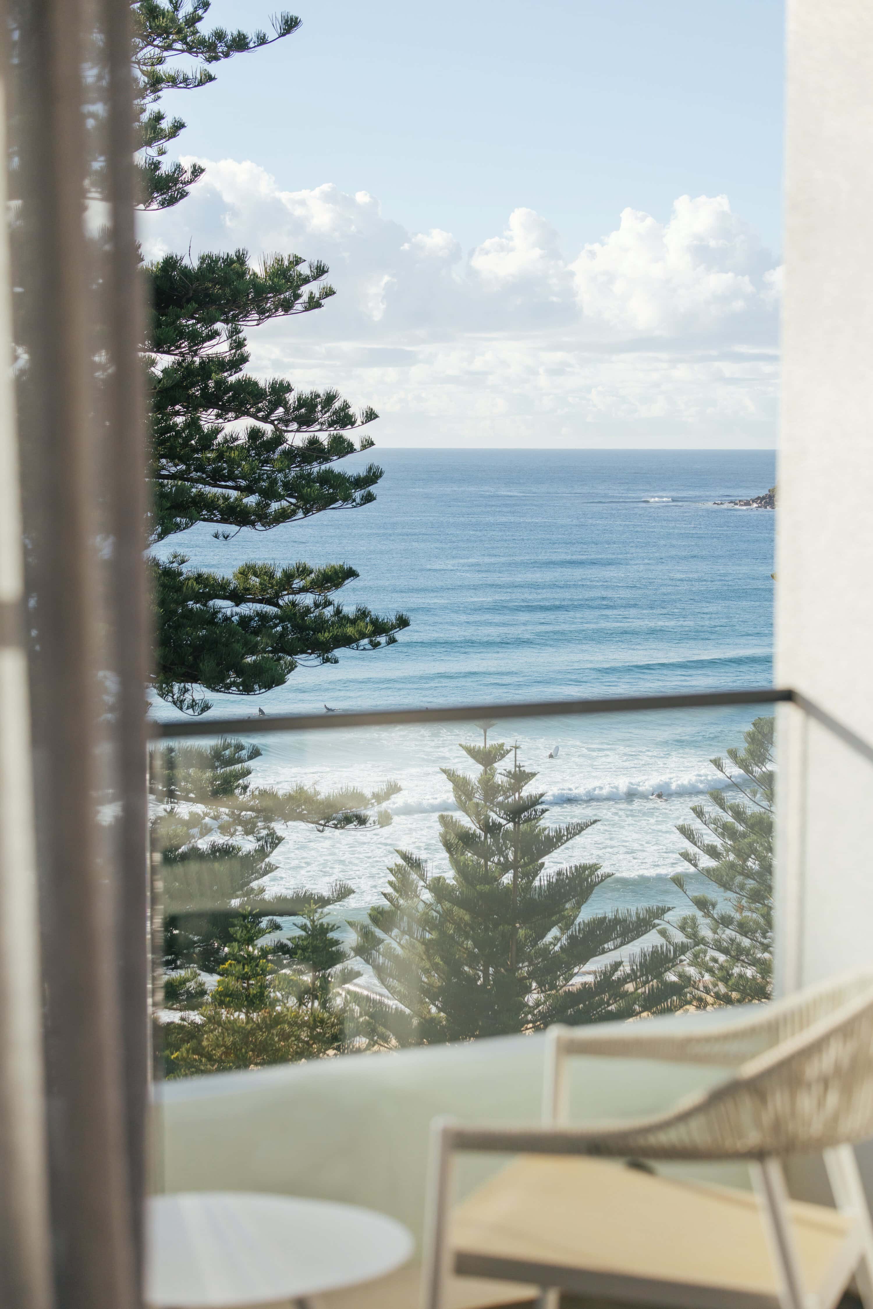 Ocean view balcony overlooking Manly Beach at Elysium Manly