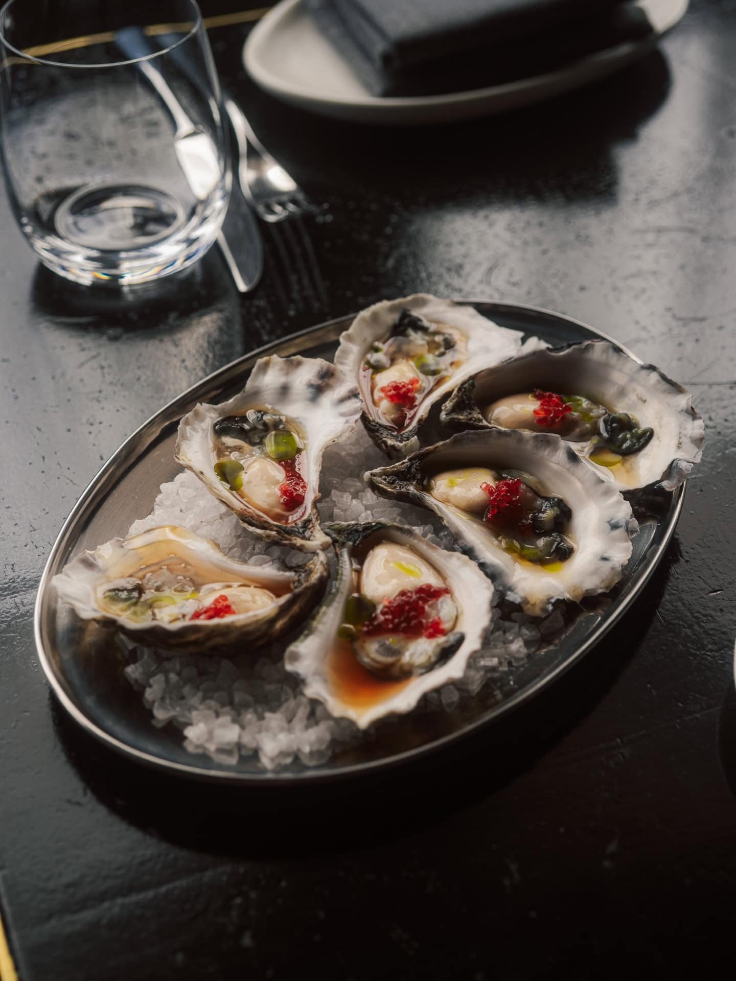 Fresh oysters with caviar at Corella Braddon ACT