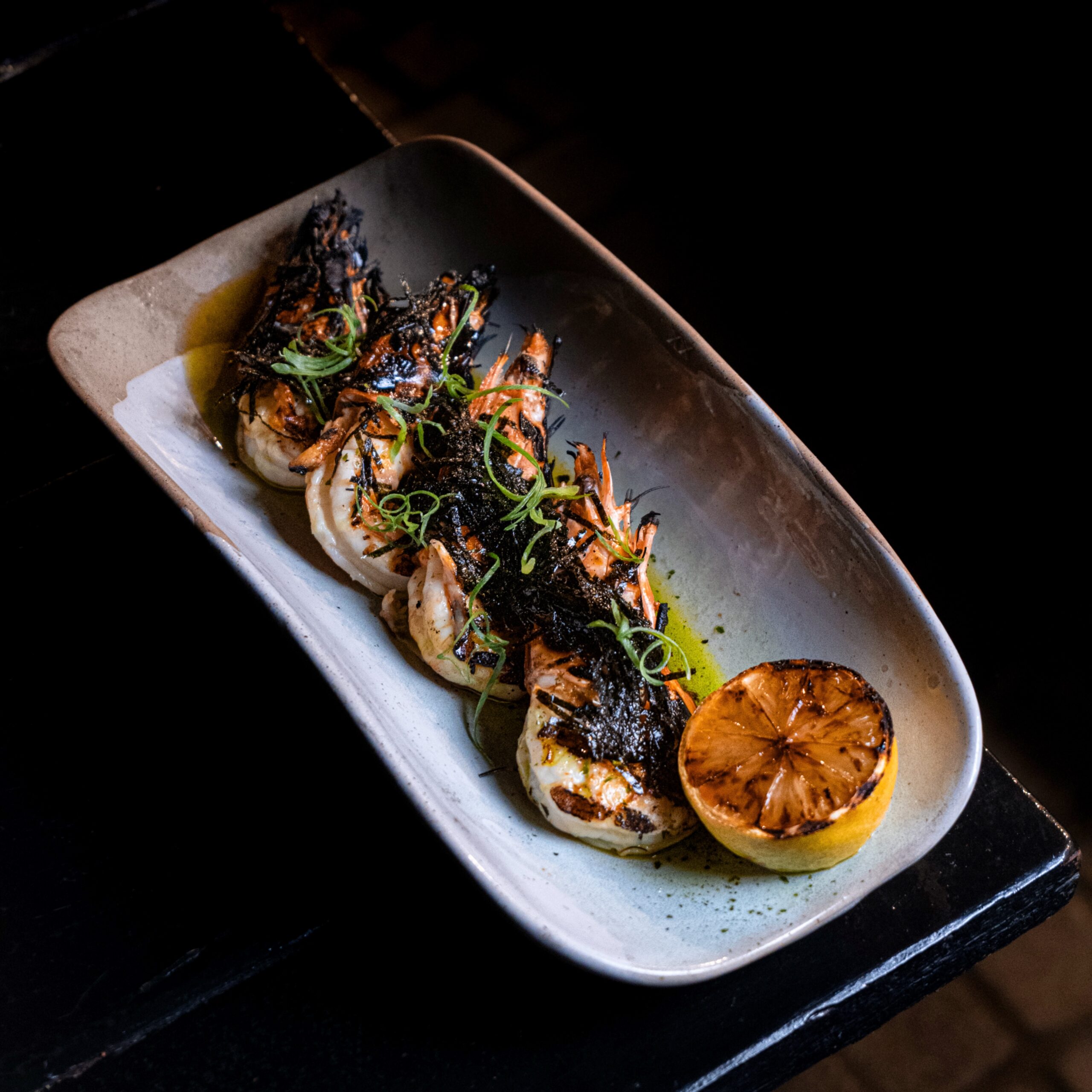 A plate of grilled prawns at Shoto in the Gold Coast.