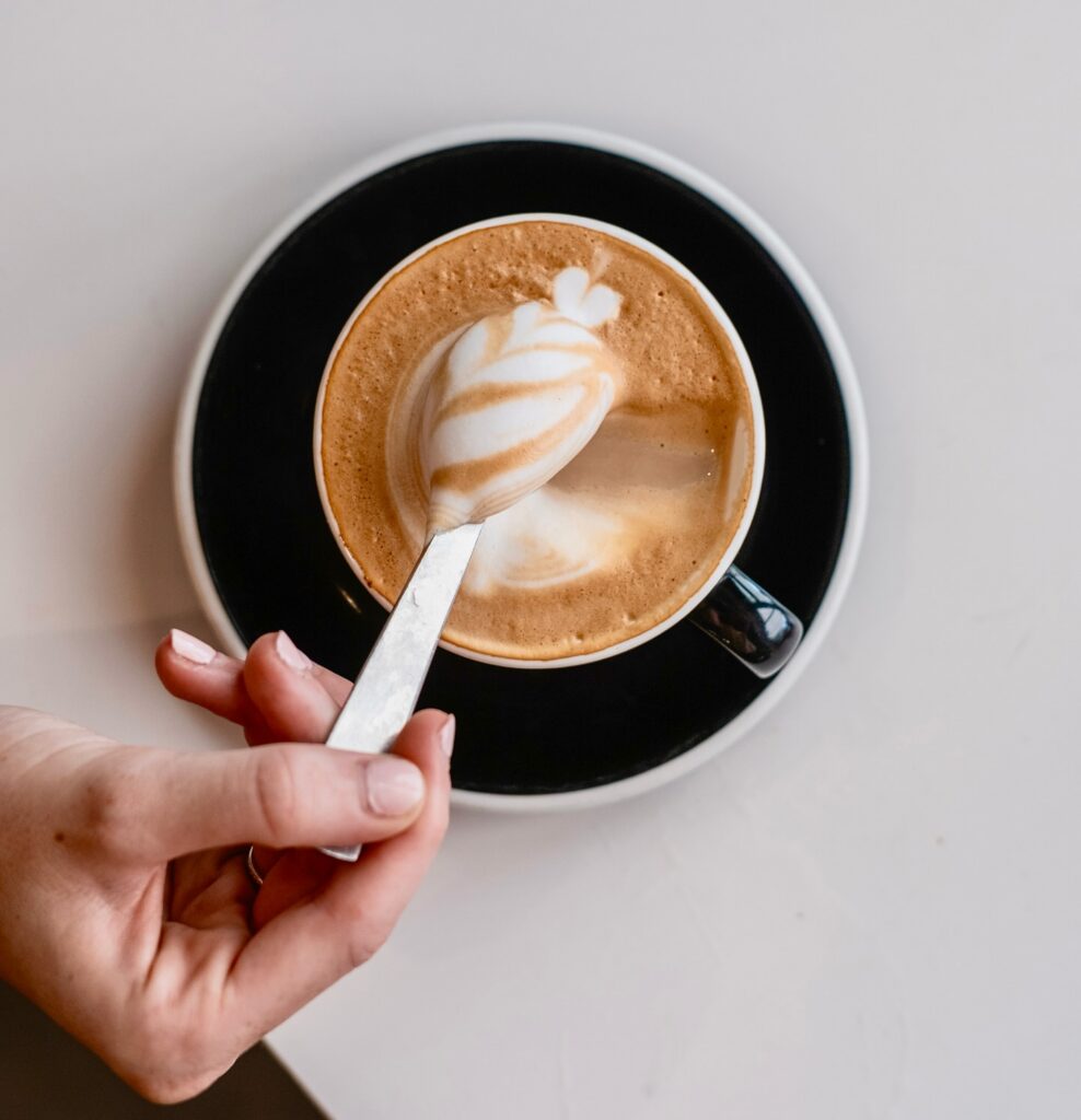 Specialty coffee with latte art at White Horse Coffee, Kirrawee Sydney, 2024 Golden Bean Australasian Overall Champion roaster