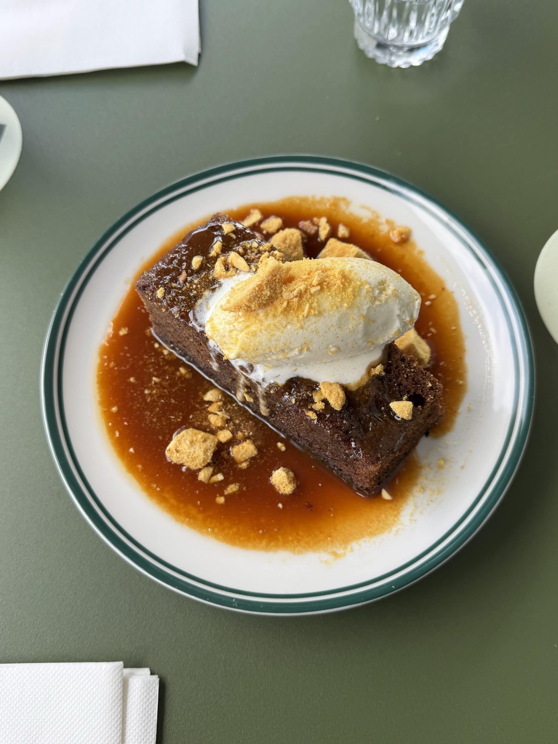 Sticky toffee pudding with honeycomb and ice cream at The Waratah Darlinghurst Sydney
