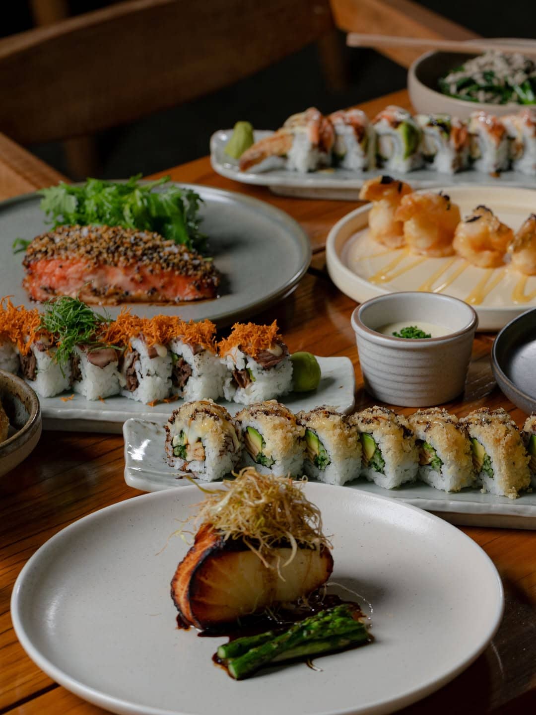 A table full of various styles of sushi at Zushi in Barangaroo.