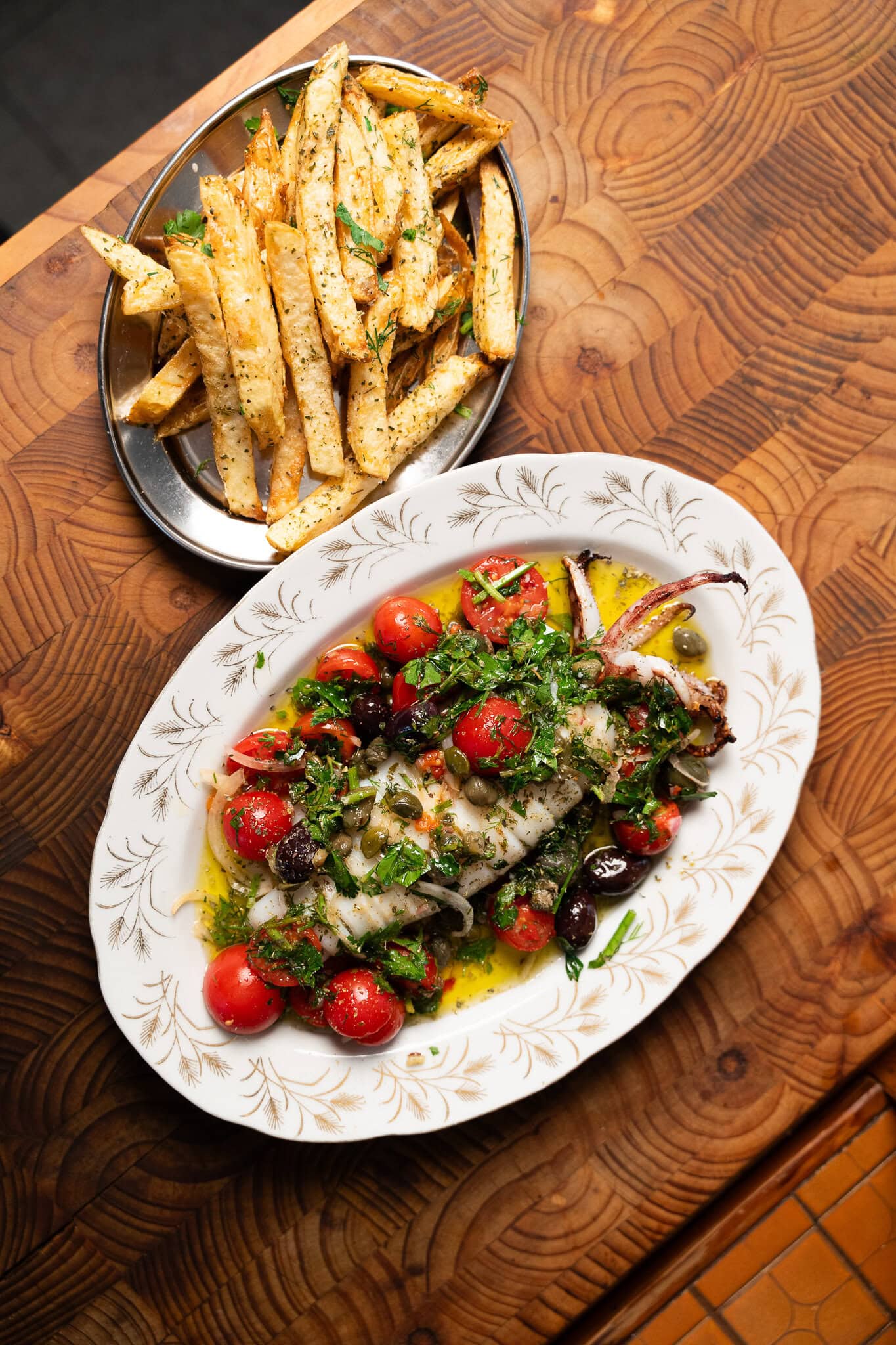 Octopus and chips from Vasili's Table in Adelaide.