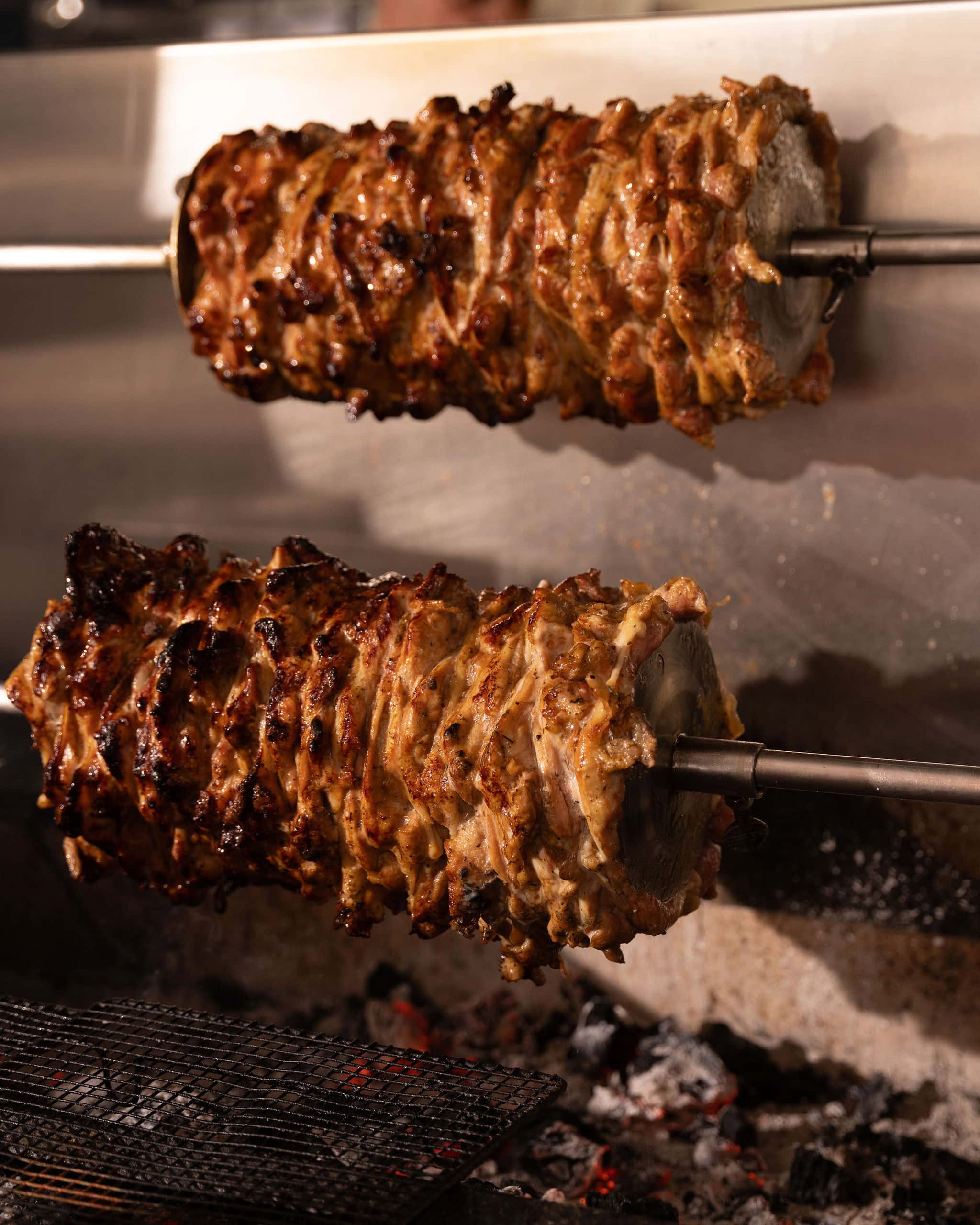 Meat on the spit from Vasili's Table in Adelaide.