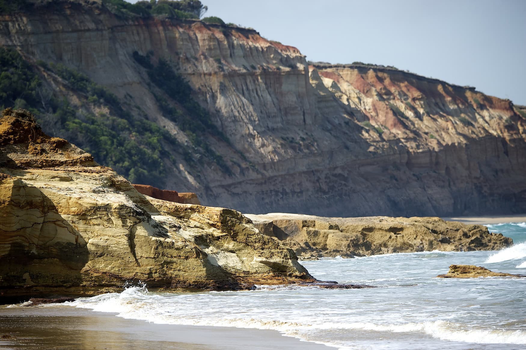Limestone cliffs rising above the Southern Ocean along Victoria’s Great Ocean Road