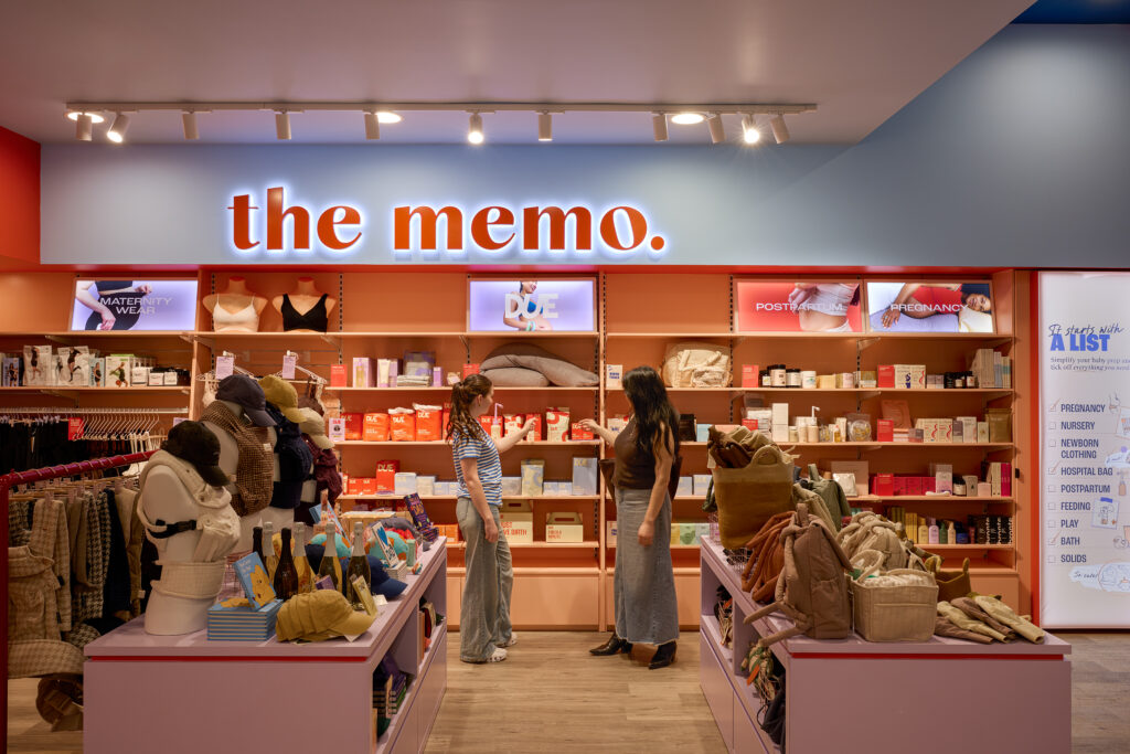 Parents shopping inside The Memo in Karrinyup Shopping Centre