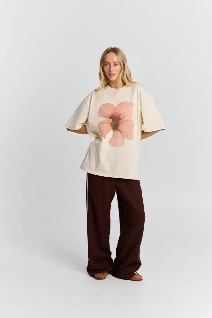 Burgundy Hibiscus Oversize Tee